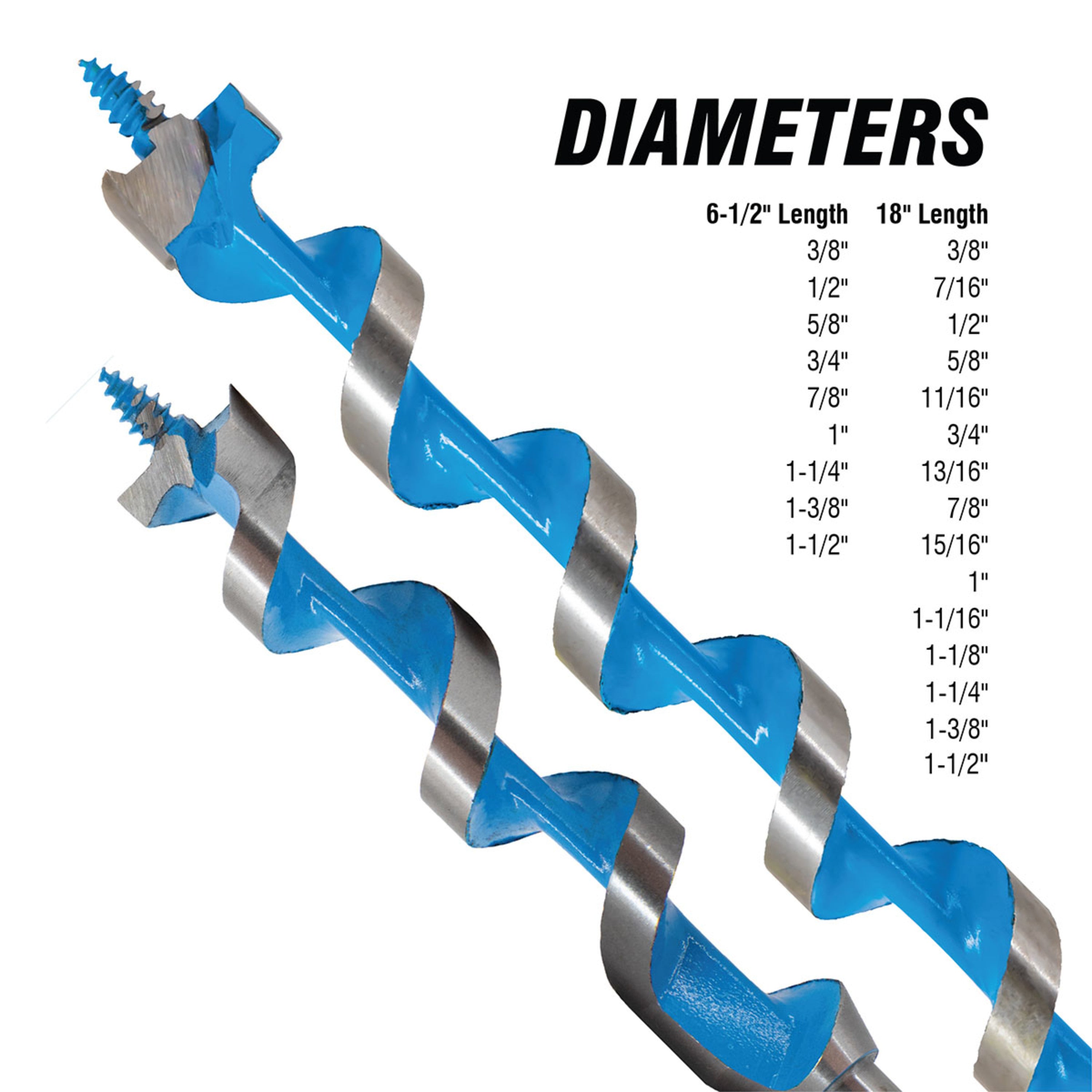 3-Piece Woodboring Auger Bit Set (1/2, 3/4, 1") Stinger™