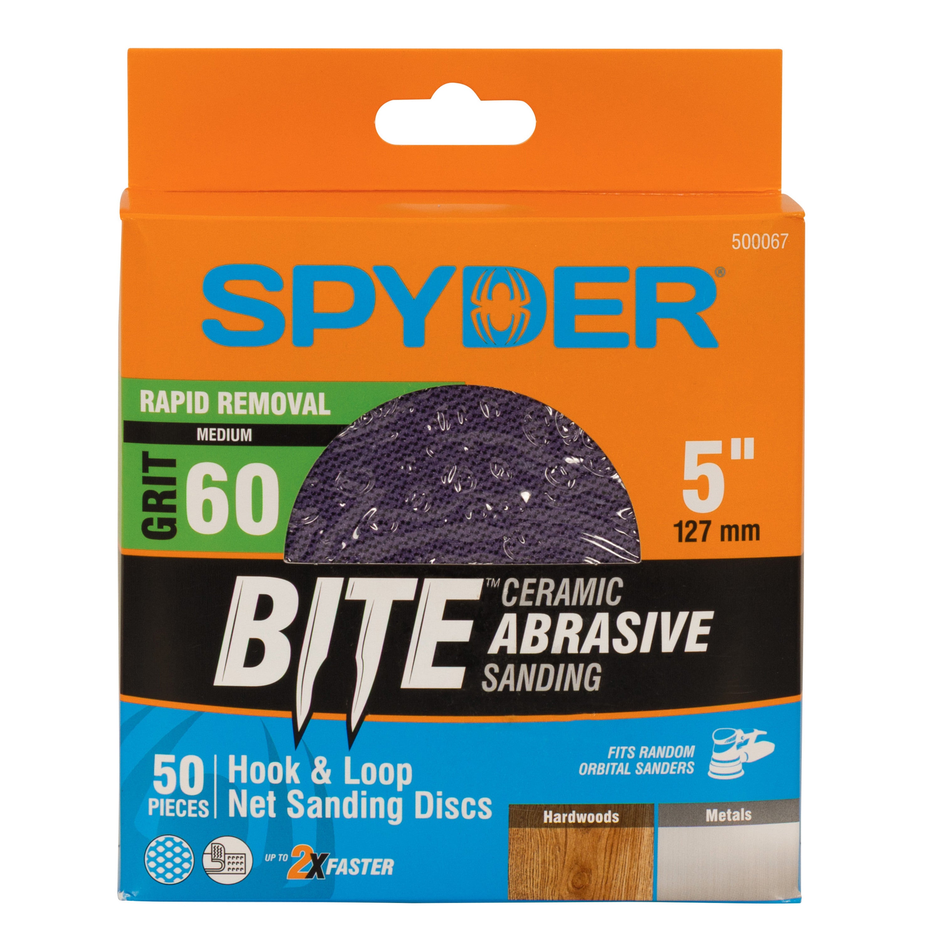 5" 60 Grit Ceramic Net Hook & Loop Sanding Discs (50-Pack) Bite