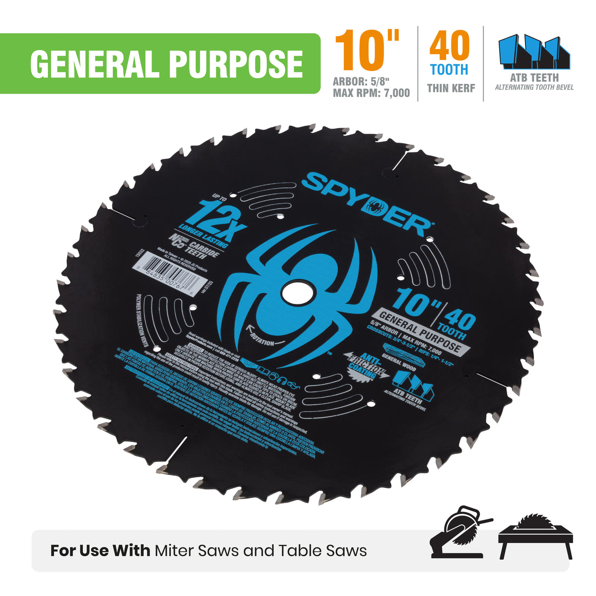 10" 40-Tooth General Purpose Saw Blade for Wood