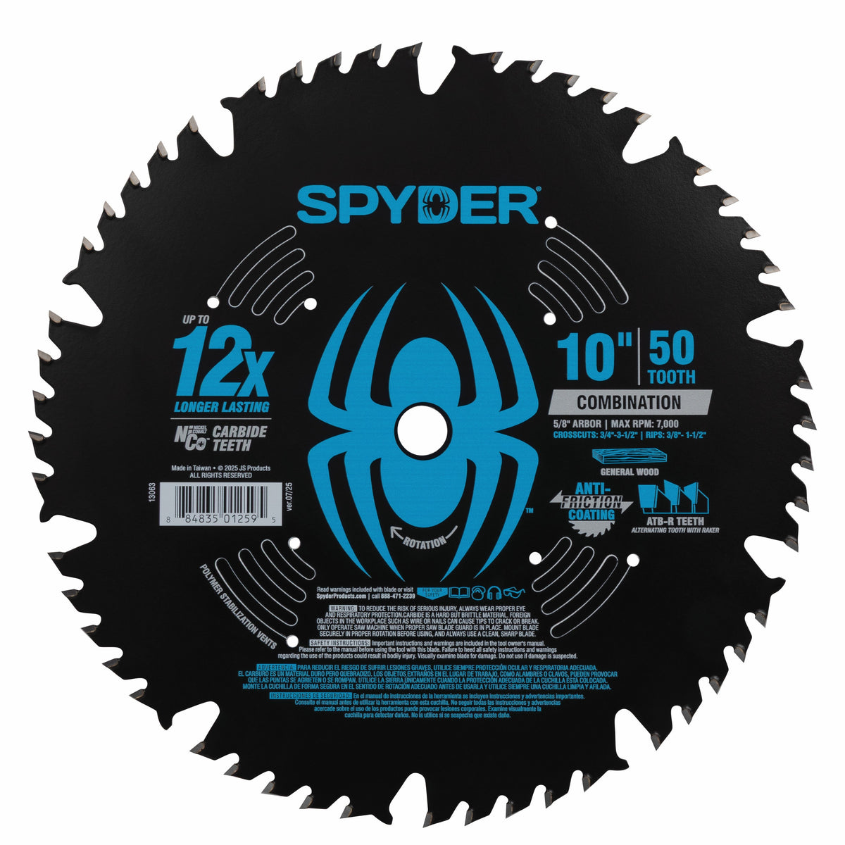 10" 50-Tooth Combination Saw Blade for Wood