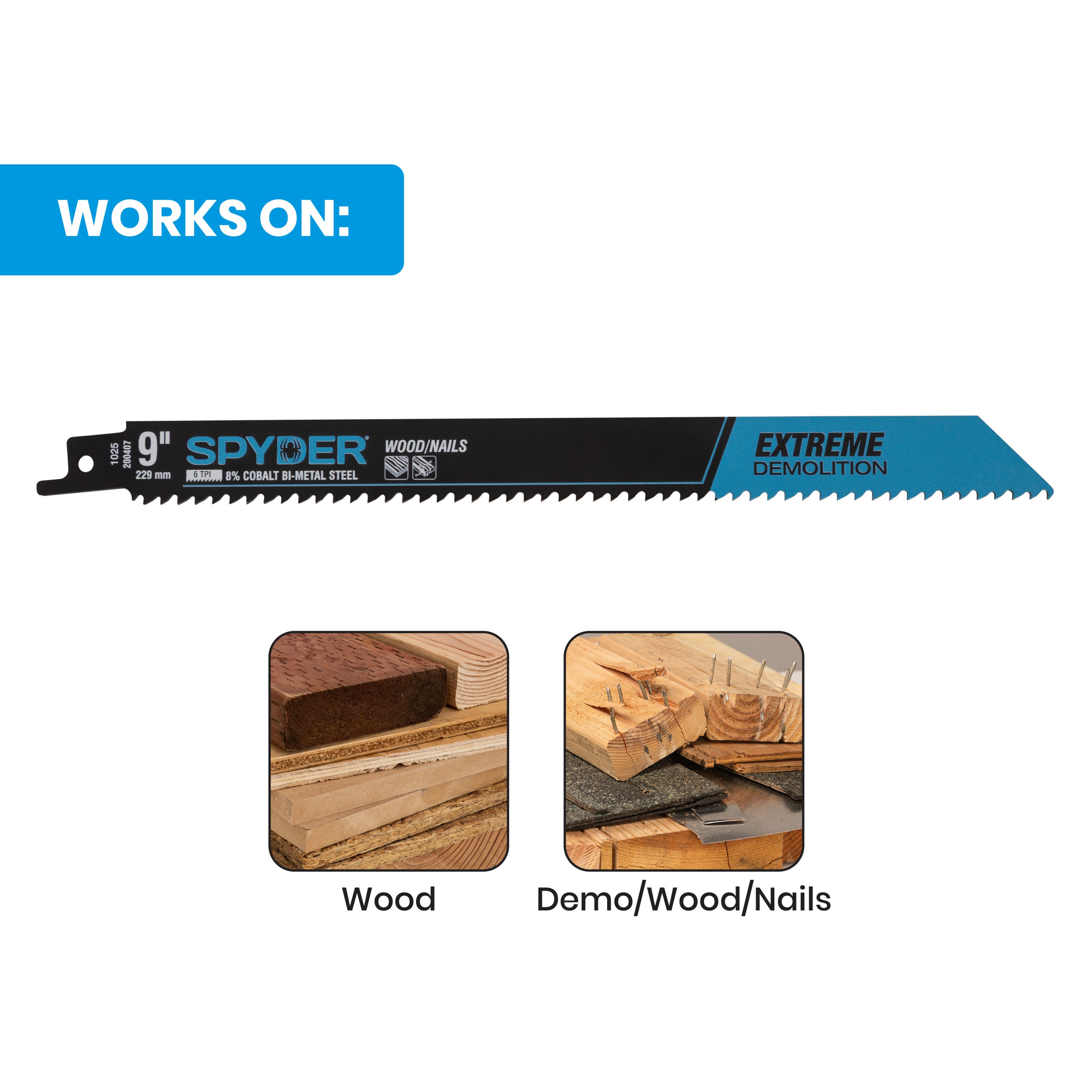 9" 6 TPI Bi-Metal Demolition Reciprocating Saw Blade Black Series™
