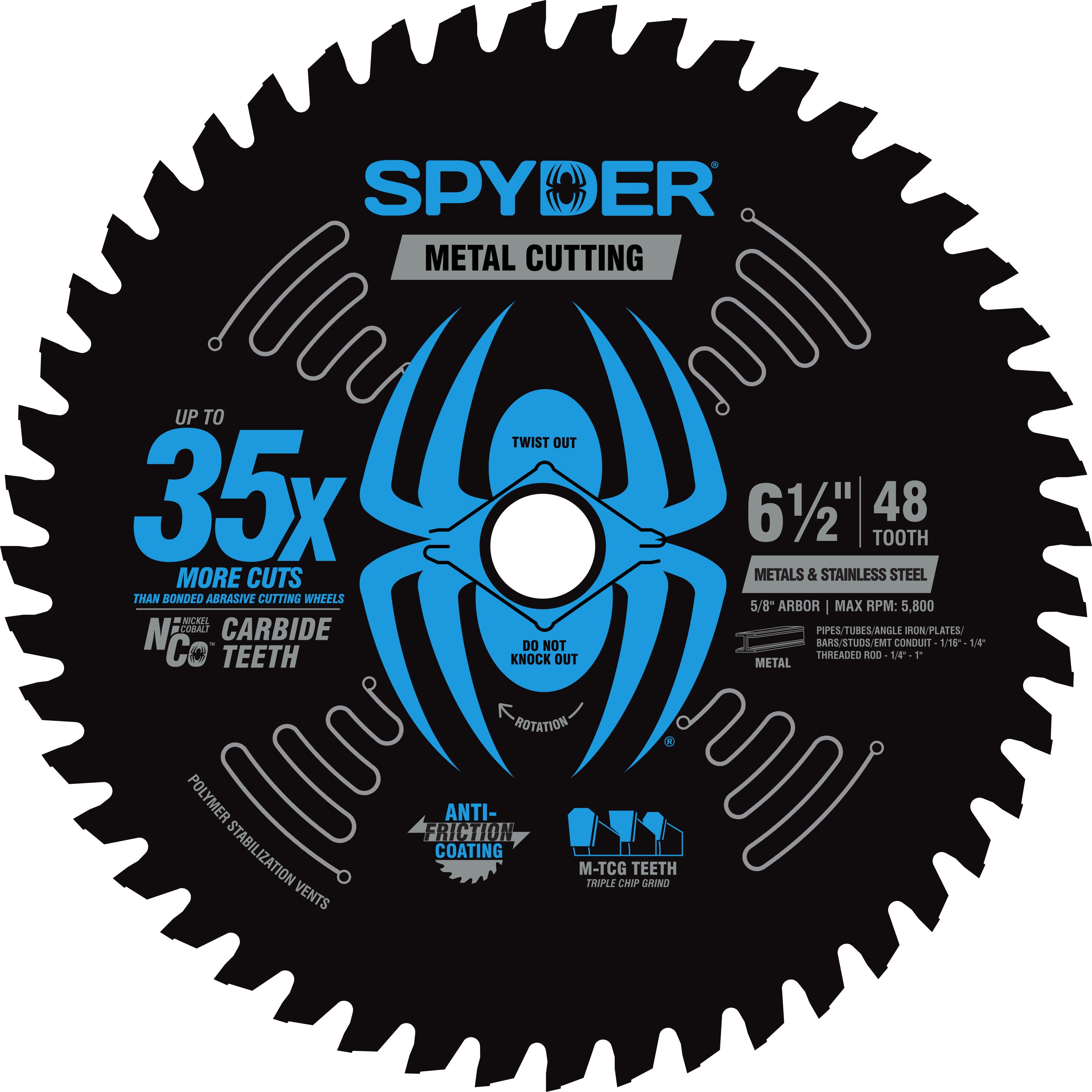 6-1/2" 48-Tooth Saw Blade for Metals & Stainless Steel