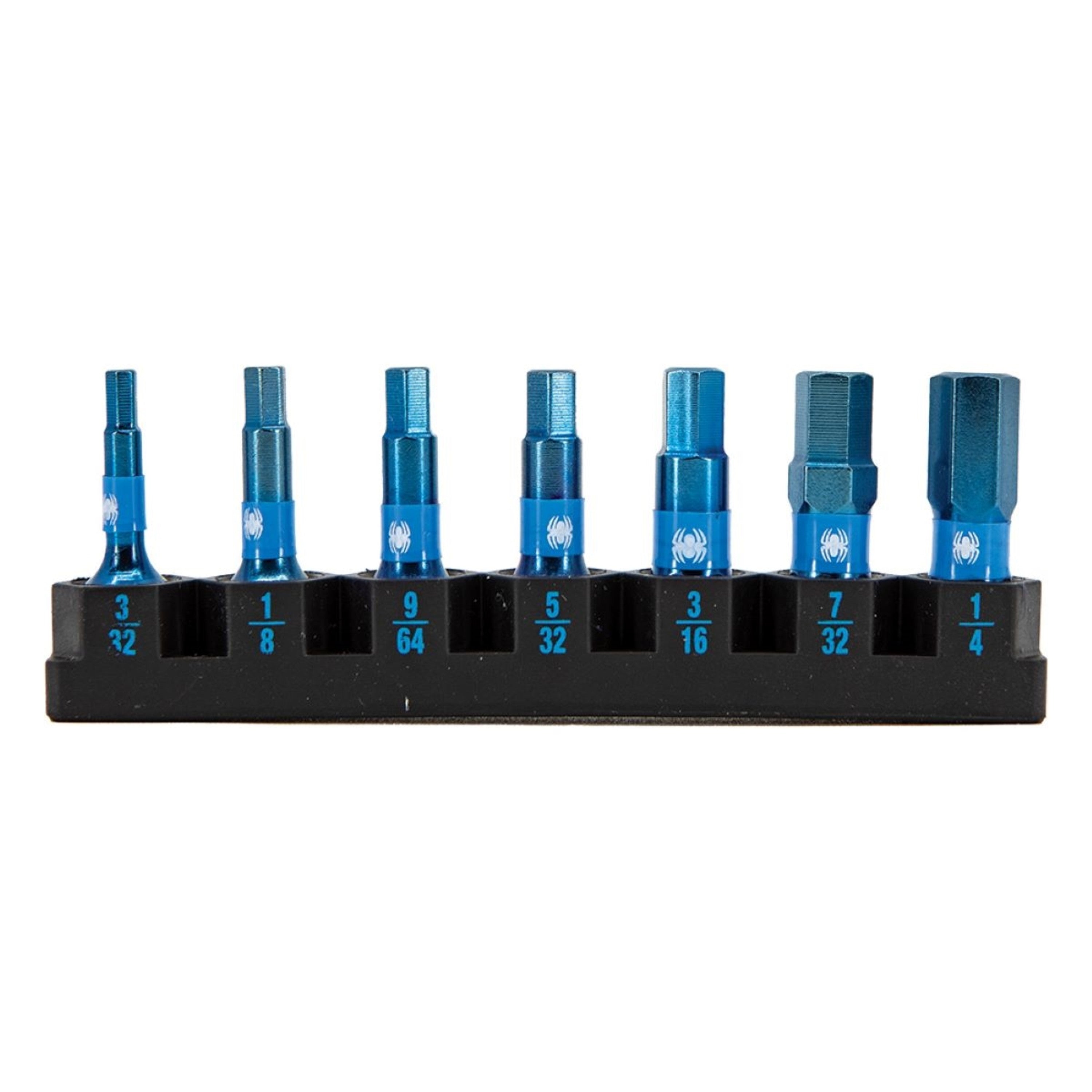 7-Piece SAE Impact Driver Hex Bit Set (3/32, 1/8, 9/64, 5/32, 3/16, 7/32, 1/4") Mach-Blue™