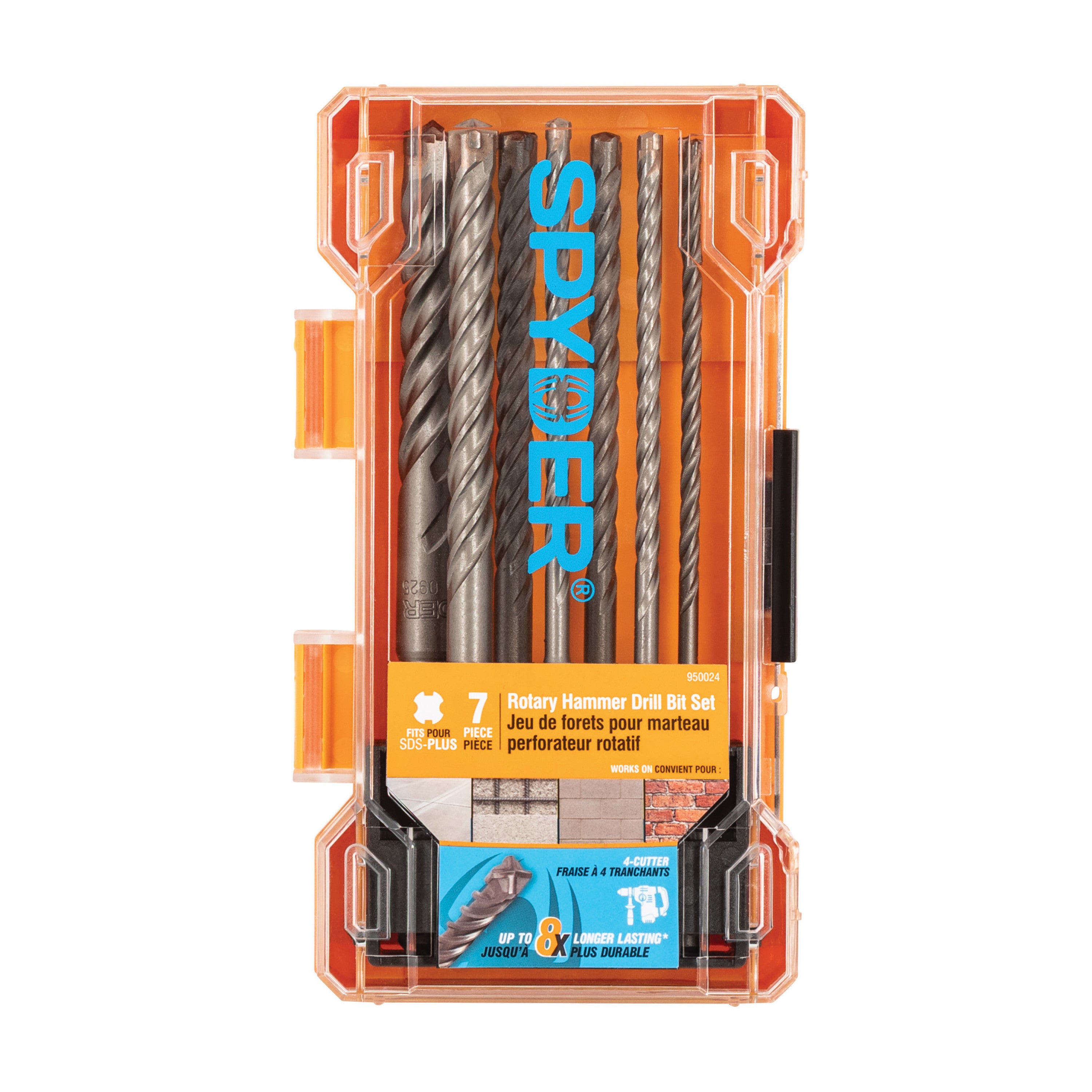 7-Piece SDS-Plus Rotary Hammer Drill Bit Set for Masonry & Concrete