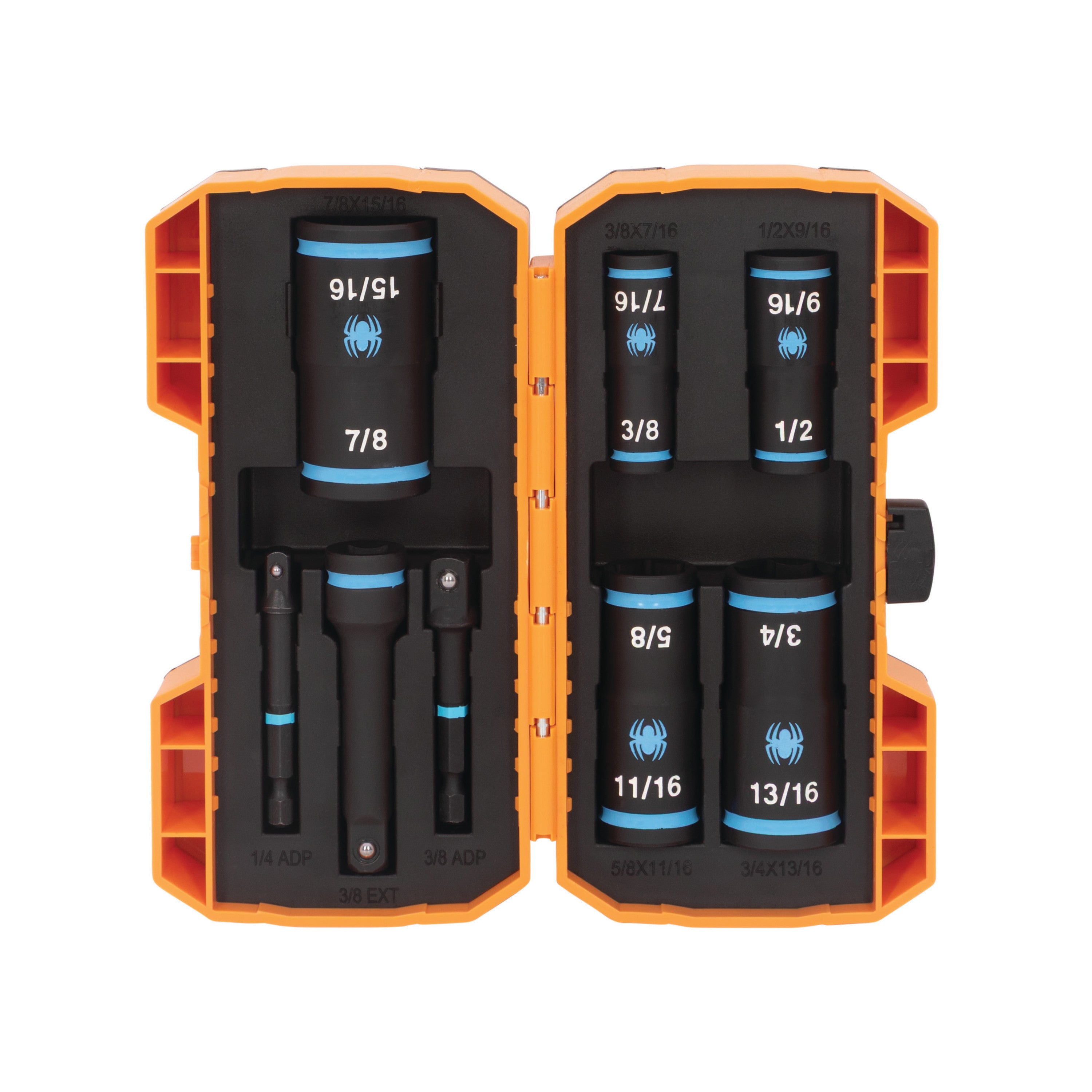 8-Piece 1/4 & 3/8" Drive SAE Flip Socket Set with 3" Impact Extension & 2 Impact Adapters