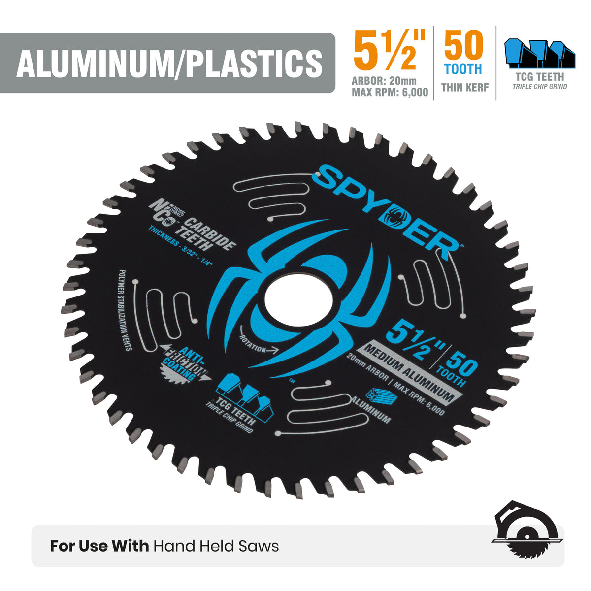 5-1/2" 50-Tooth Saw Blade for Medium Aluminum