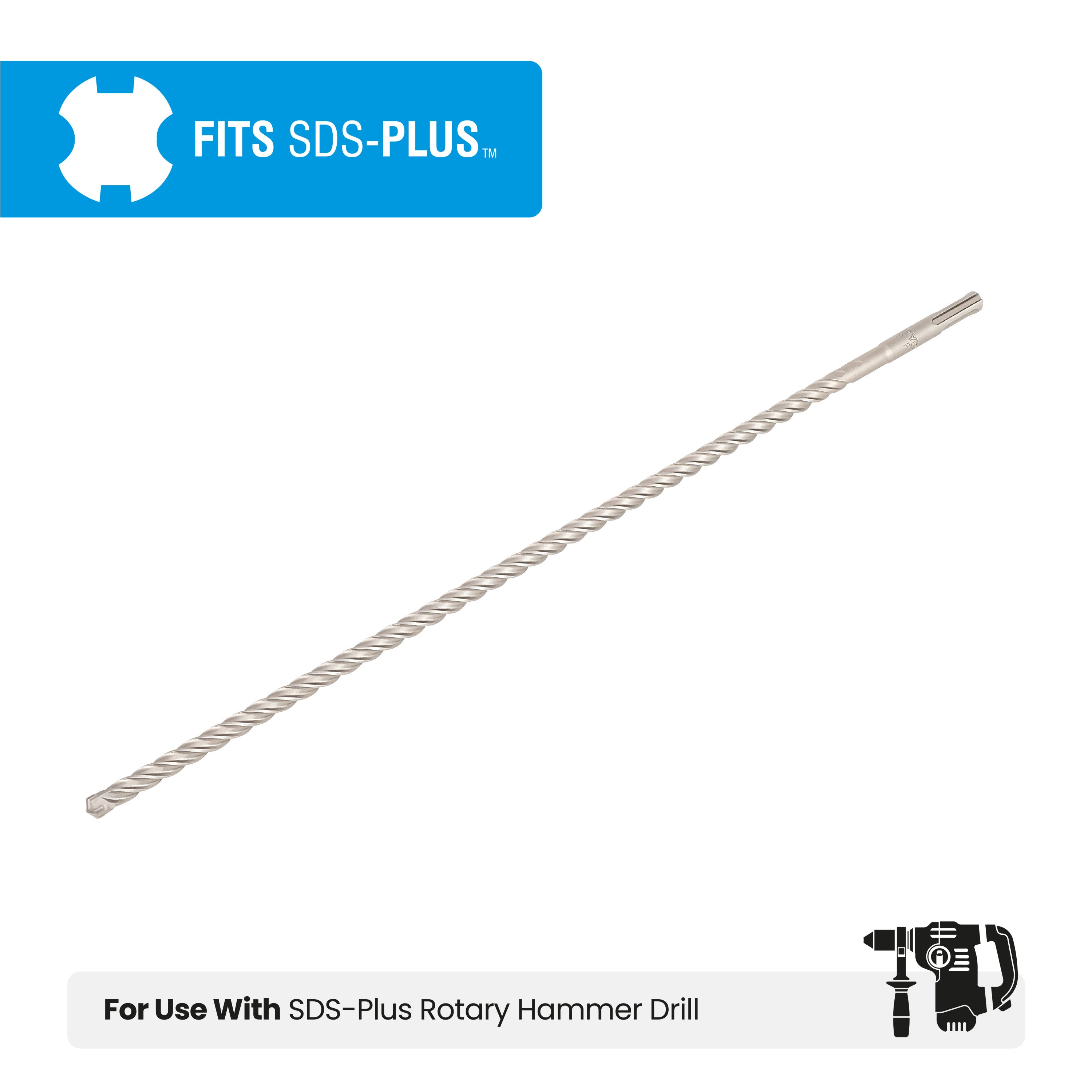 3/8" x 18" SDS-Plus 4-Cutter Carbide-Tipped Rotary Hammer Drill Bit