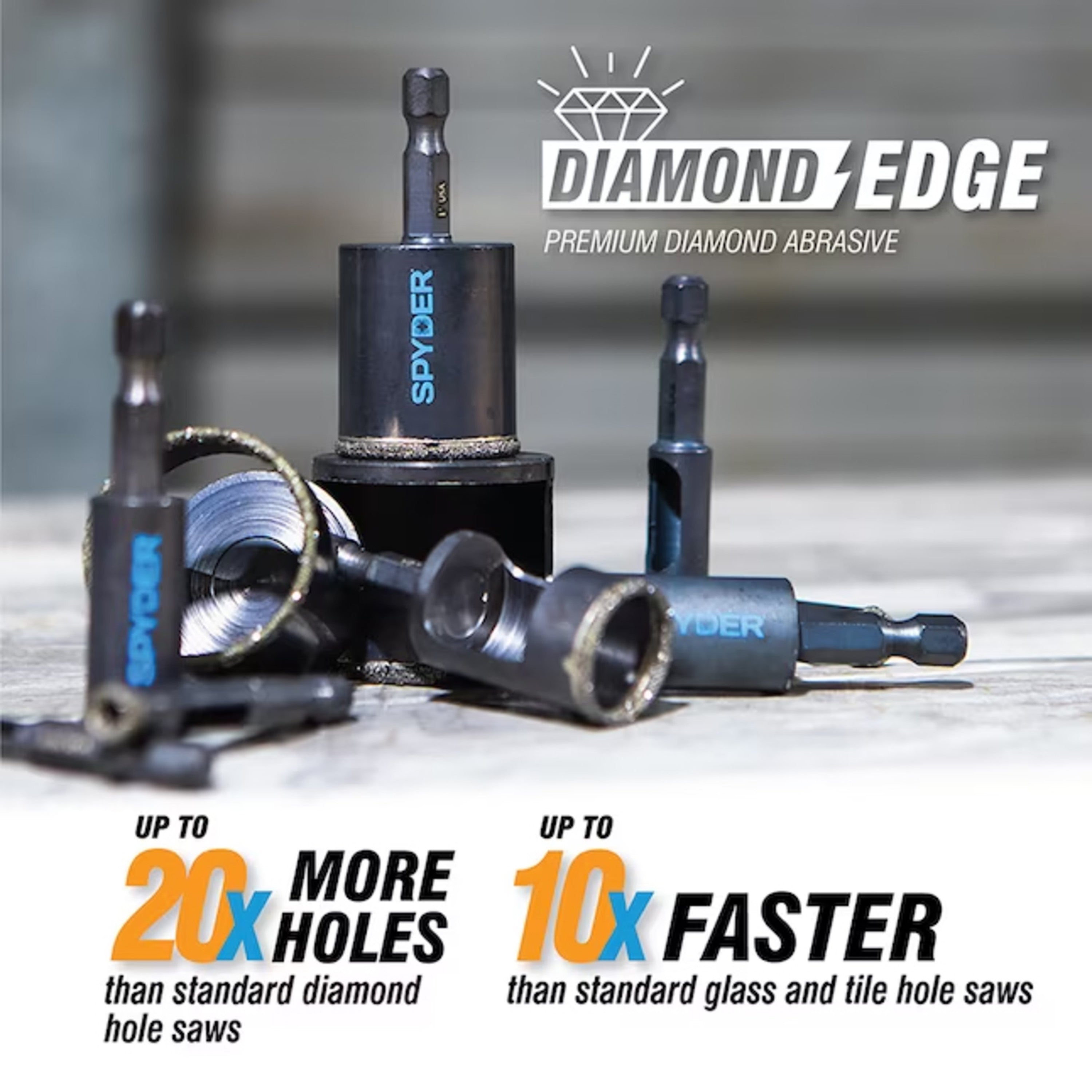3-Piece Diamond Edge Hole Saw Bit Set (3/16, 1/4, 1/2")