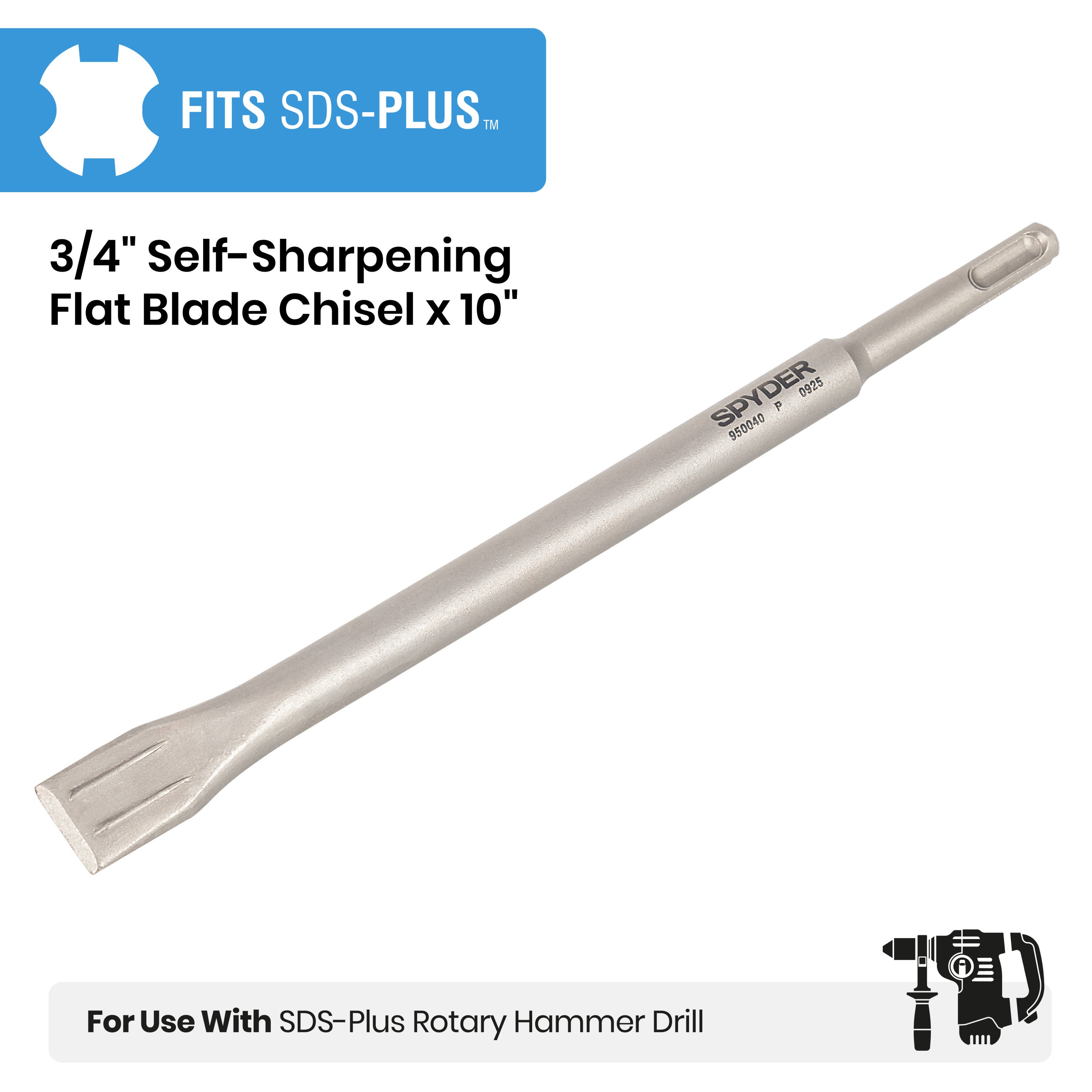 3/4" x 10" SDS-Plus Self-Sharpening Flat Chisel Bit for Concrete & Masonry
