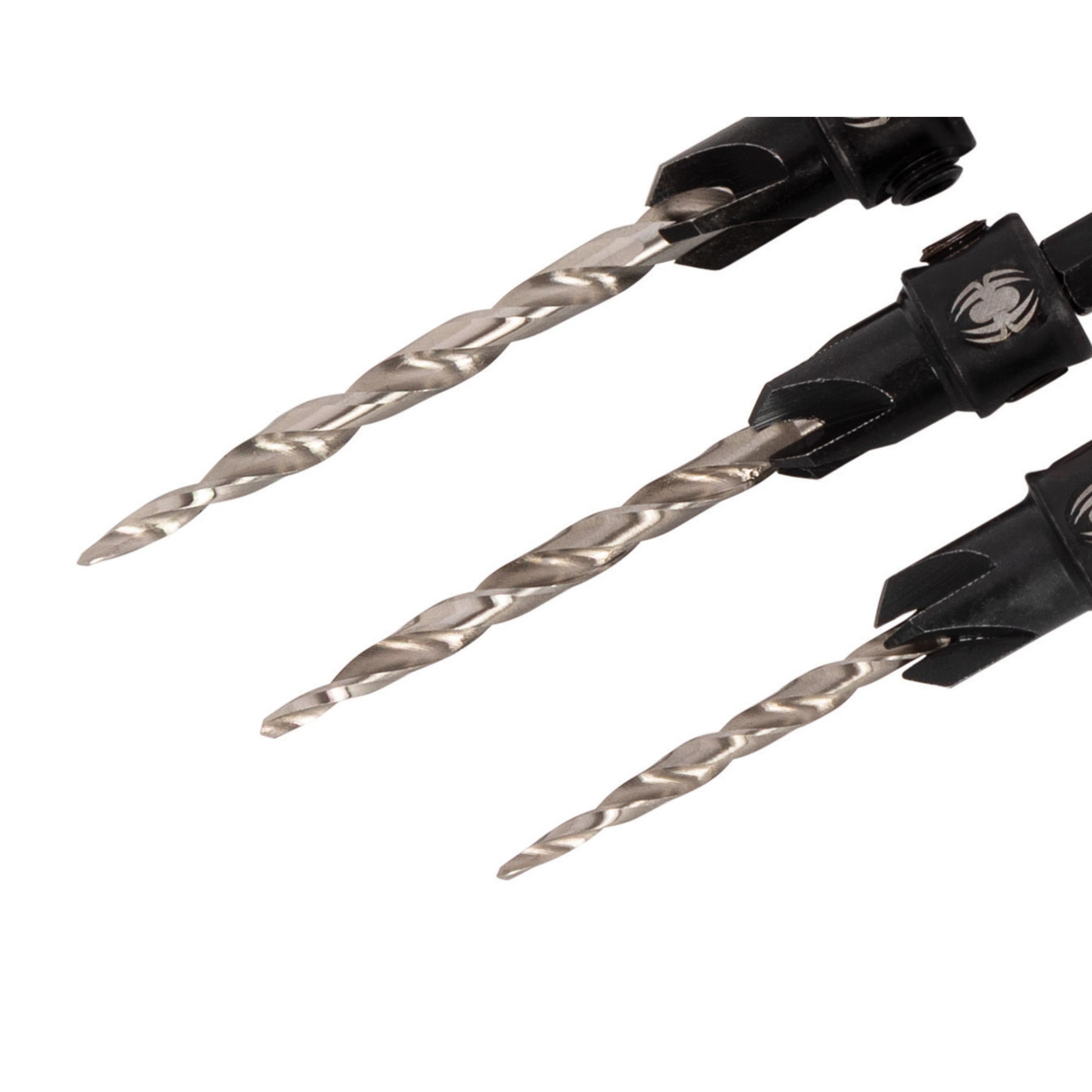 3-Piece HSS Tapered Adjustable Countersink Twist Drill Bit Set (#6, #8, #10) (9/64", 11/64", 3/16")