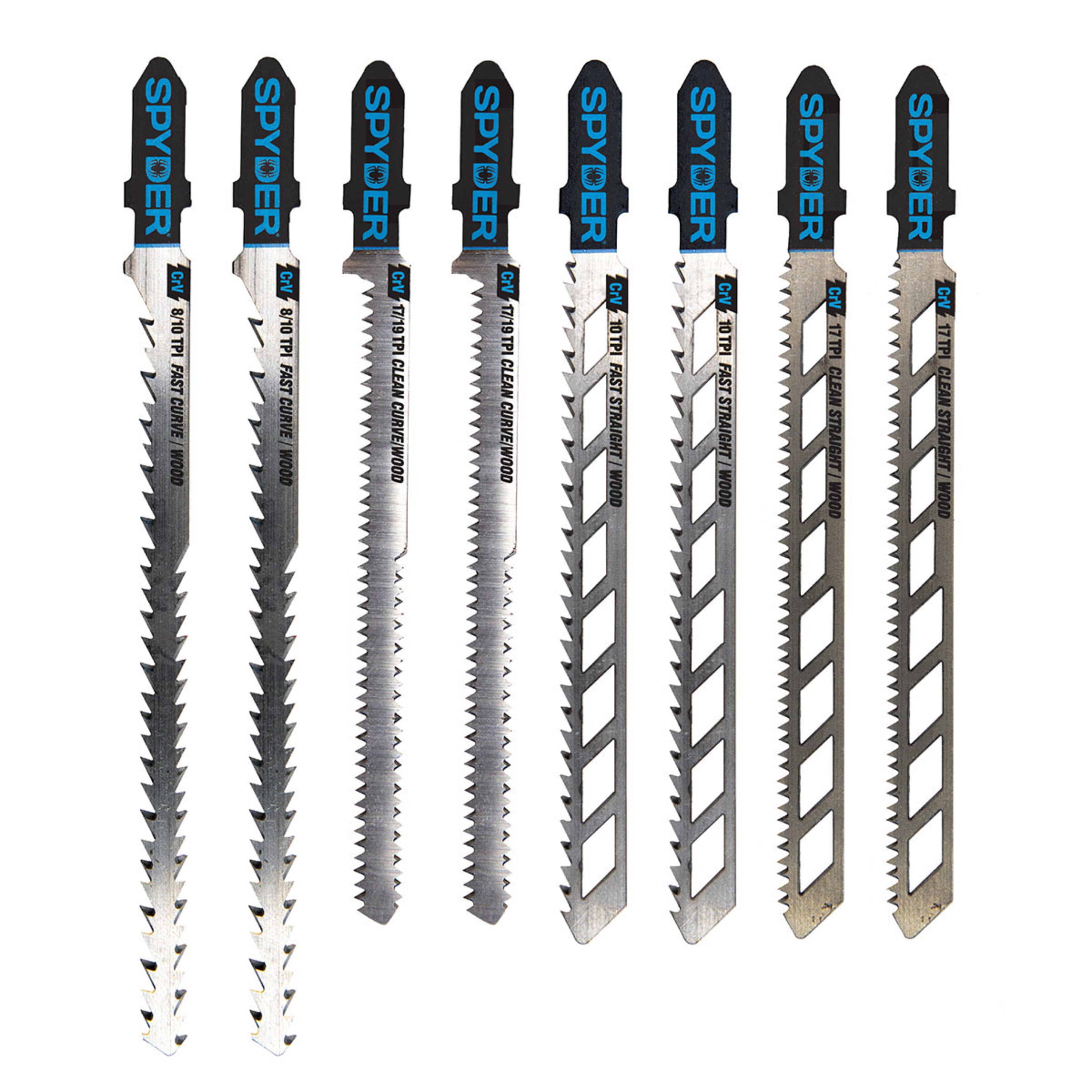 8-Piece Double-Sided And Skeleton T-Shank High-Carbon Steel Jig Saw Blade Set Skeleton™