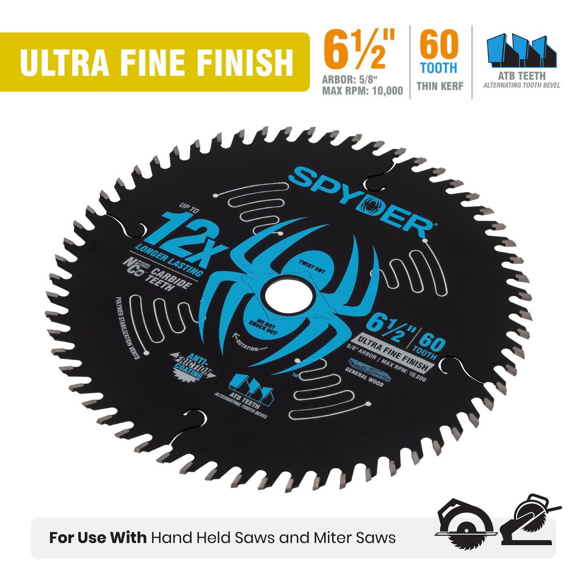 6-1/2" 60-Tooth Ultra Fine Finish Saw Blade for Wood