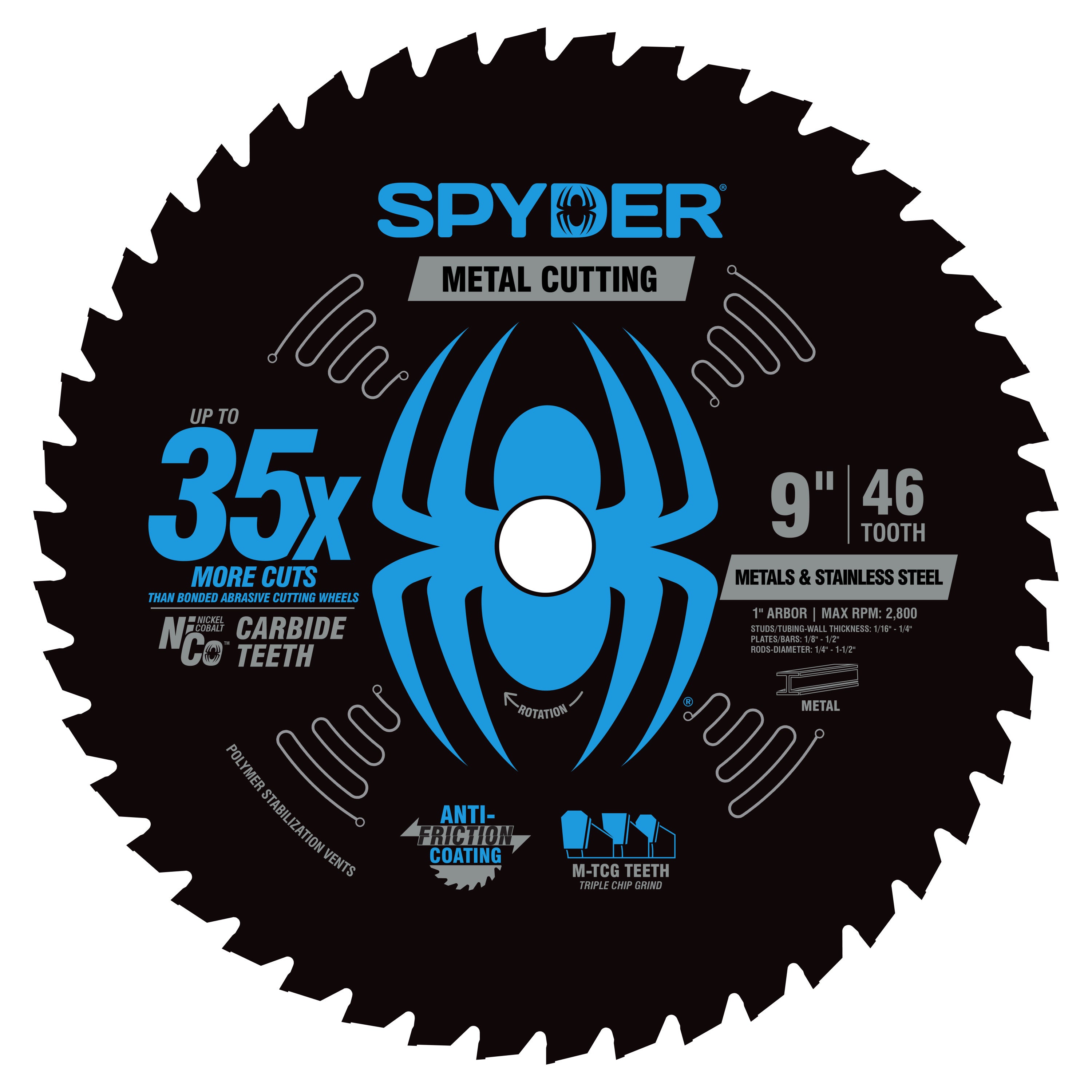 Lame de scie circulaire en acier TCT Tarantula™ 9" 46 dents