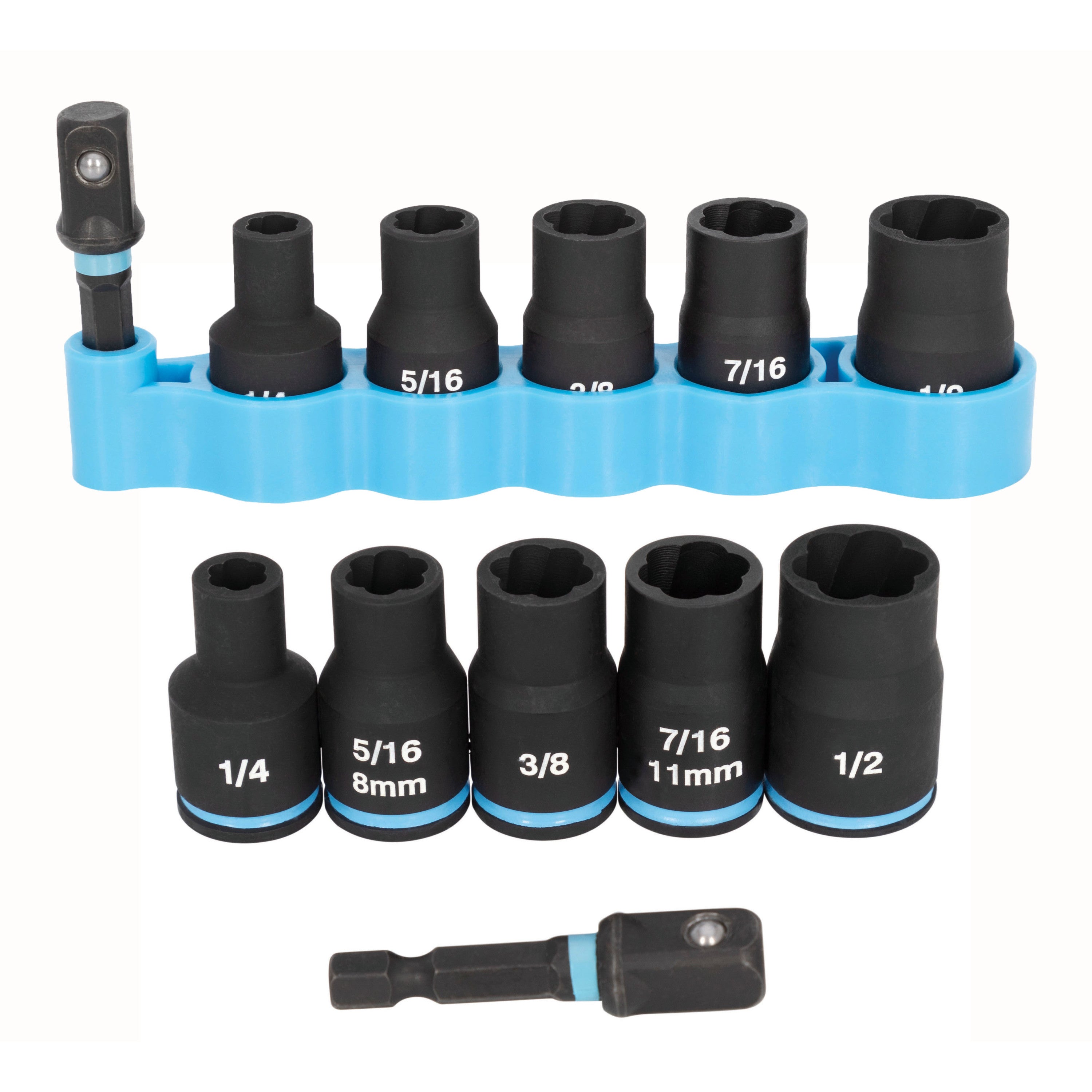 6-Piece 3/8" Drive SAE/Metric Extractor Impact Socket Set with Adapter