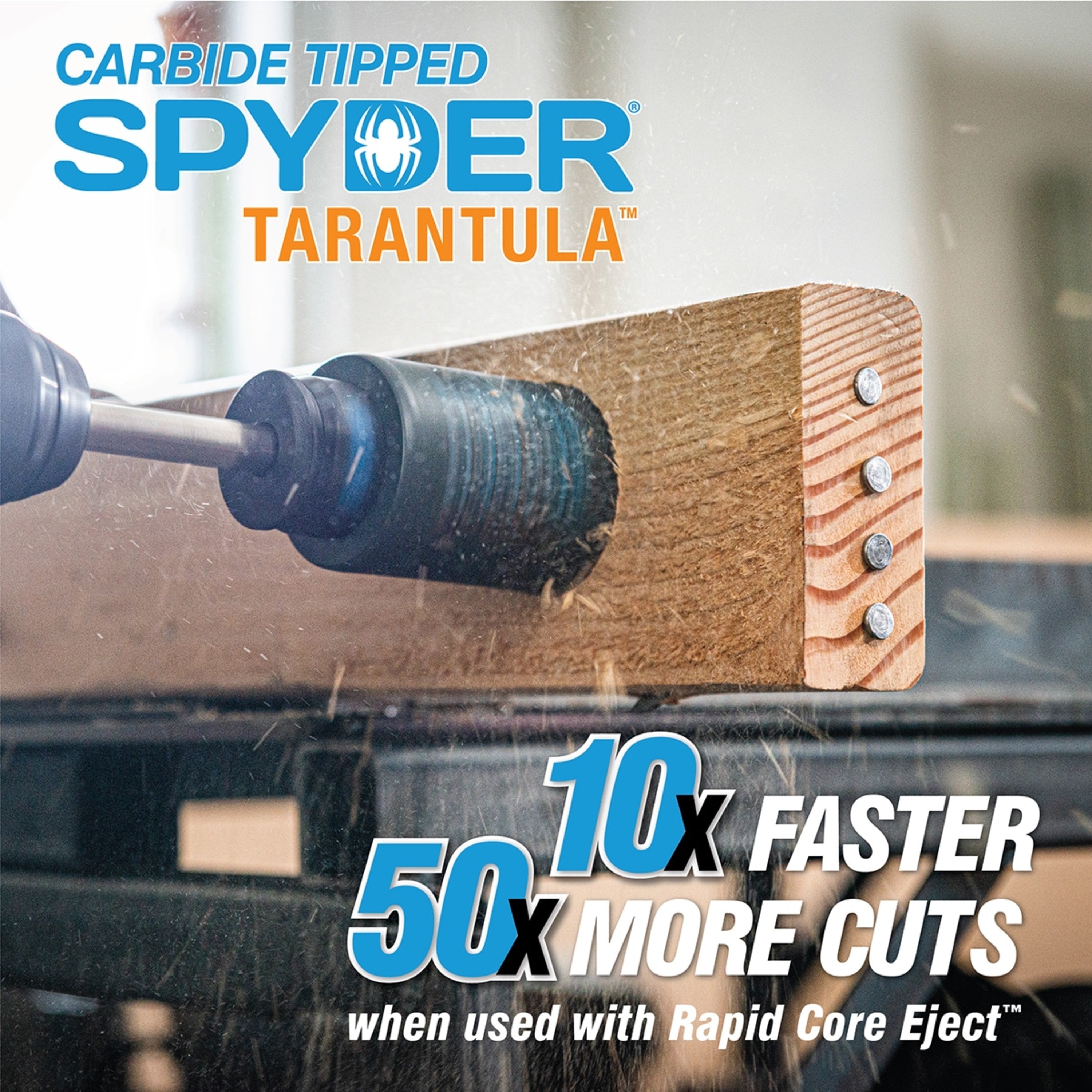 9-Piece Carbide Tipped Metal/Wood Cutting RCE Hole Saw Kit (1, 1-1/8, 1-3/8, 1-1/2, 2") Rapid Core Eject® Tarantula™