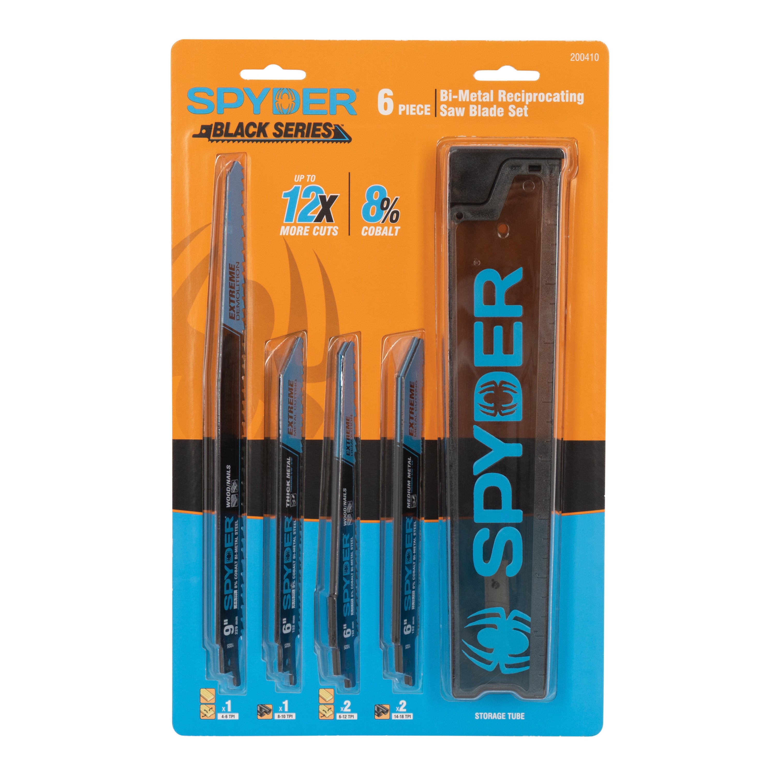 6-Piece 6 & 9" Bi-Metal Demolition Reciprocating Saw Blade Set (4-6, 8-10, 6-12, 14-18 TPI) Black Series™