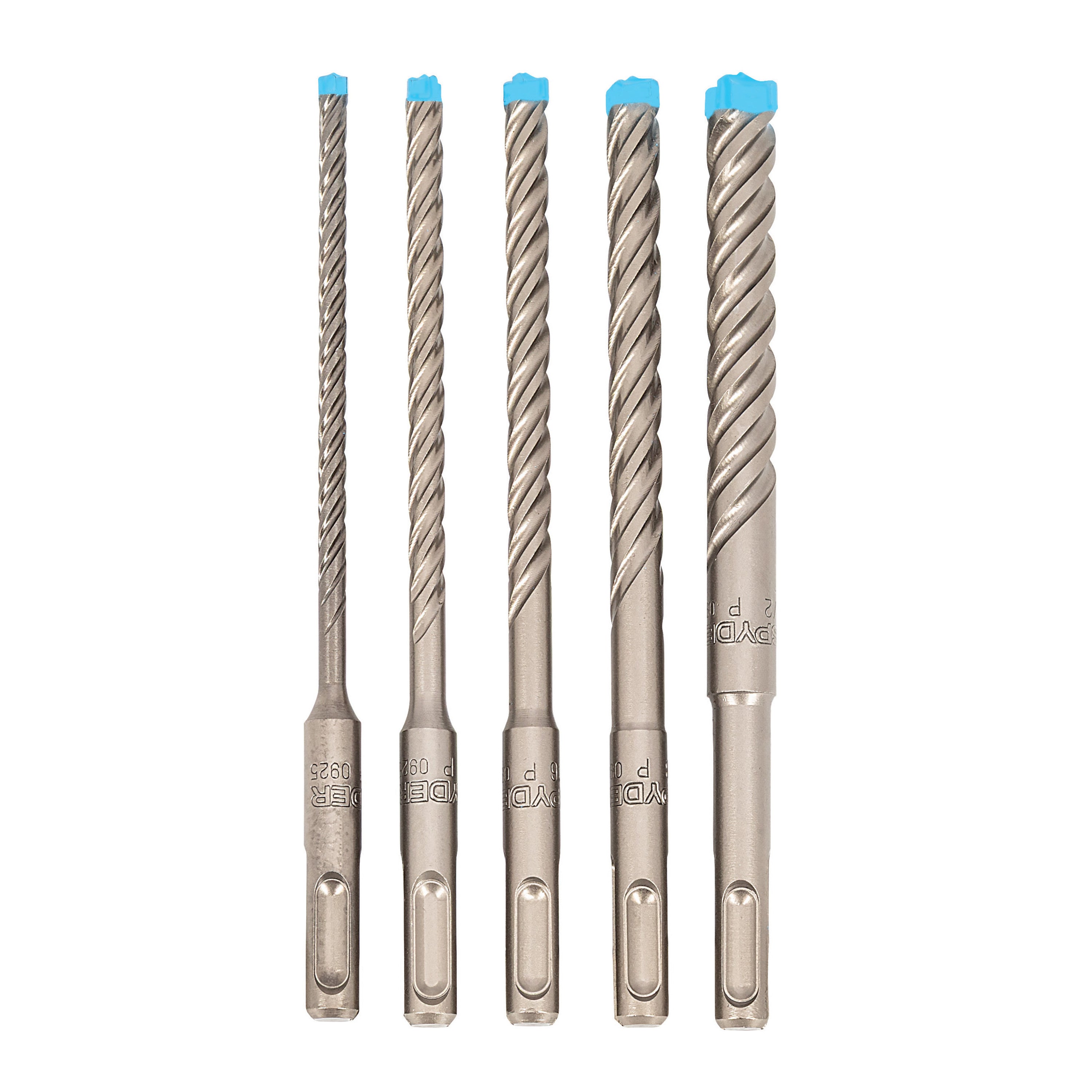 5-Piece SDS-Plus 4-Cutter Full-Carbide Rotary Hammer Drill Bit Set
