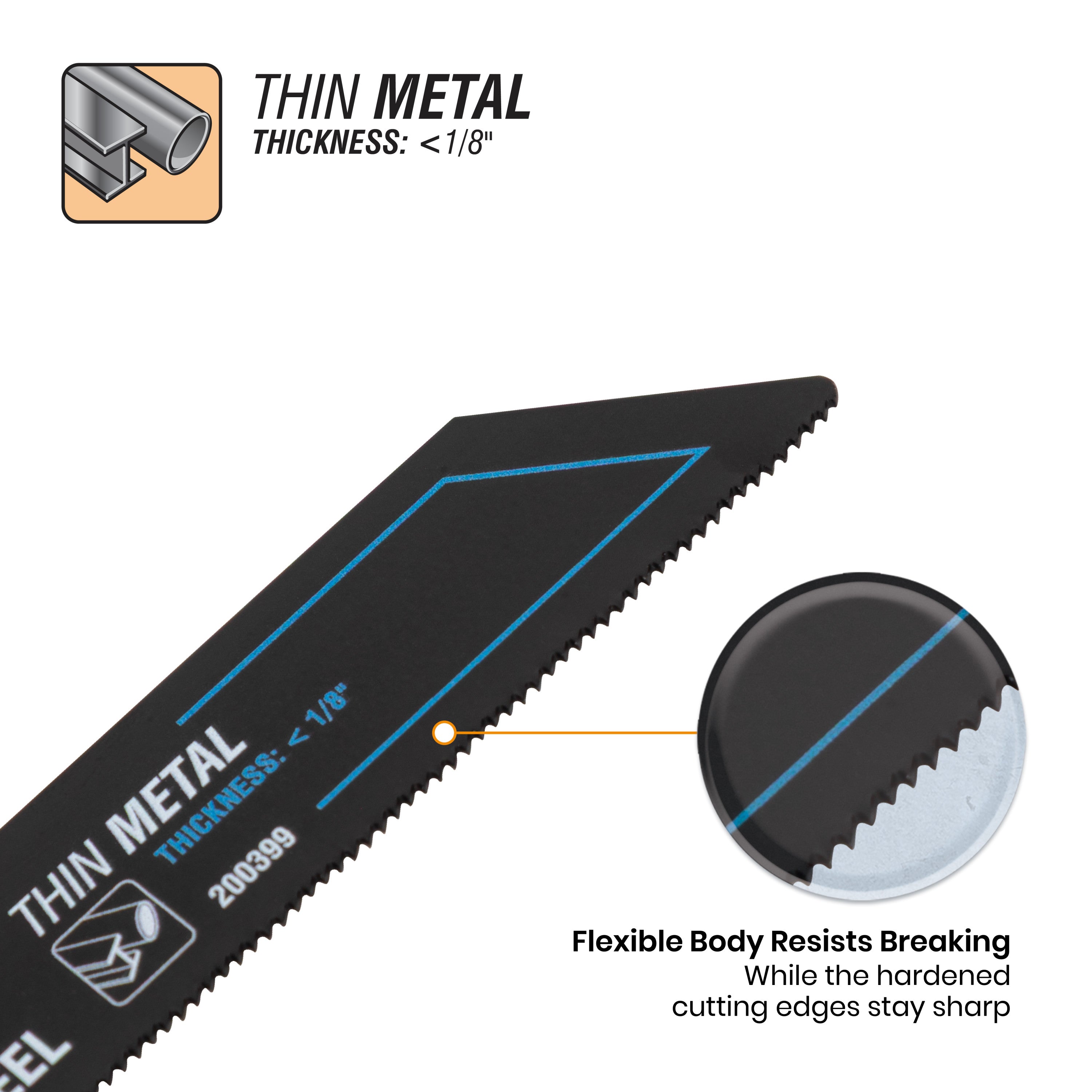 6" 24 TPI Metal Cutting Bi-Metal Reciprocating Saw Blade Black Series™