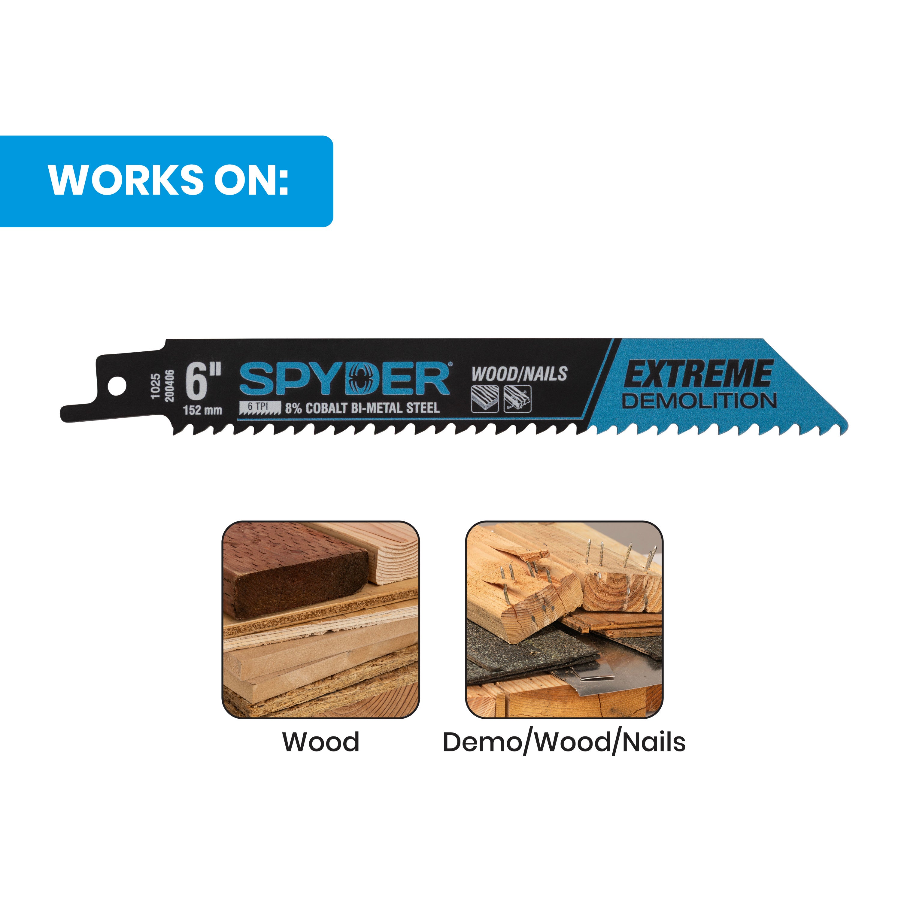 6" 6 TPI Bi-Metal Demolition Reciprocating Saw Blade Black Series™