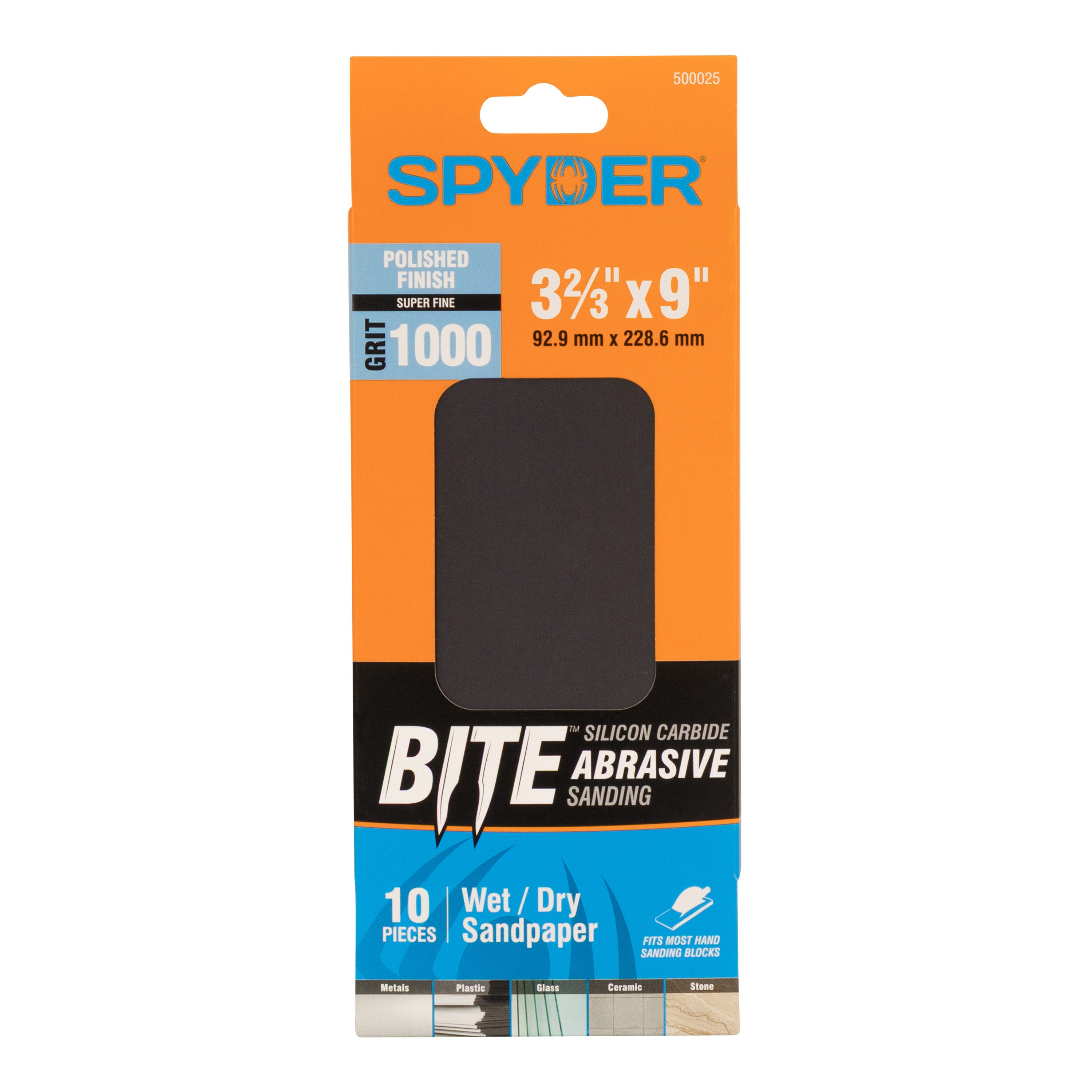 3-2/3" x 9" 1000 Grit Silicon Carbide Wet/Dry Sandpaper Sheets (10-Pack)