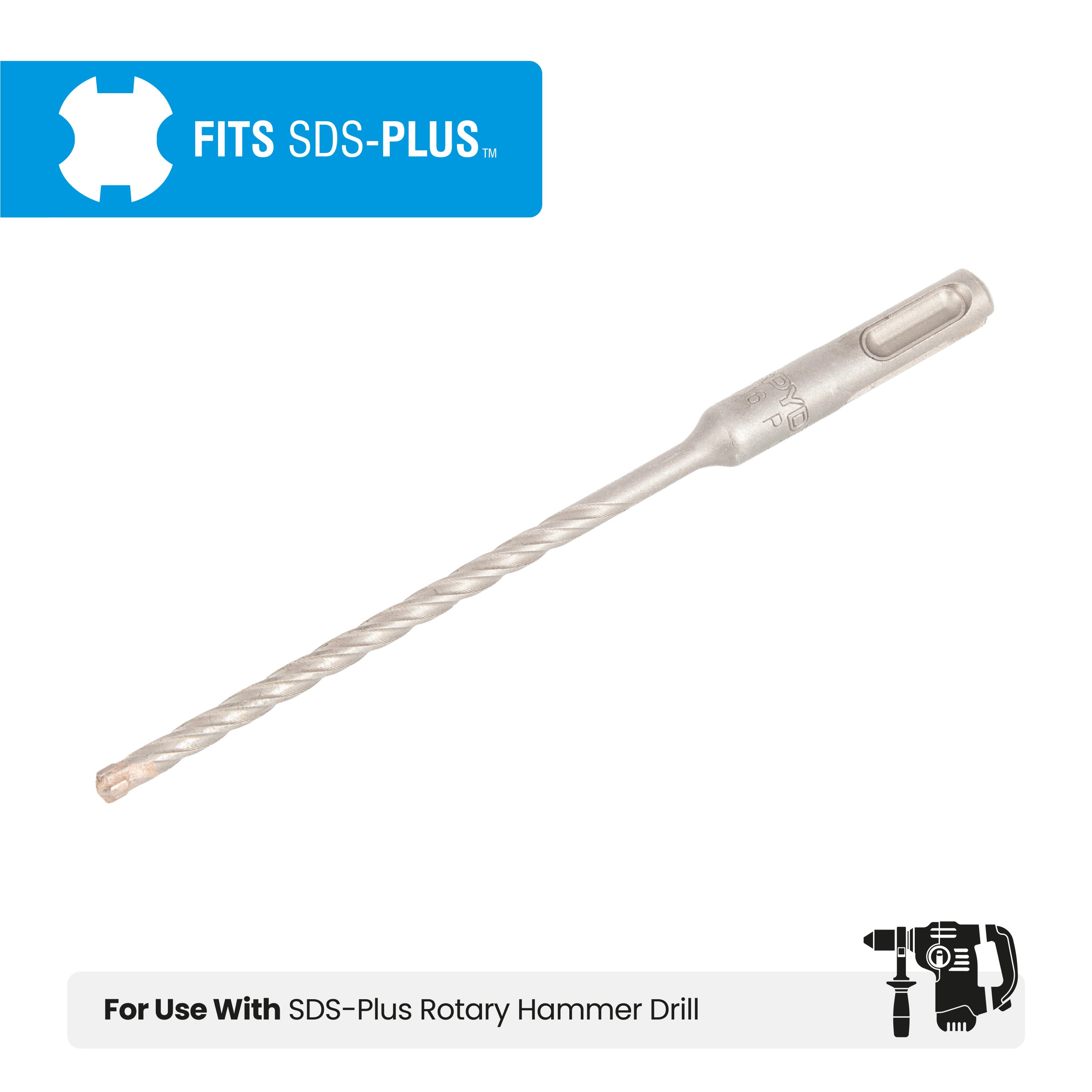 3/16" x 6" SDS-Plus 4-Cutter Carbide-Tipped Rotary Hammer Drill Bit
