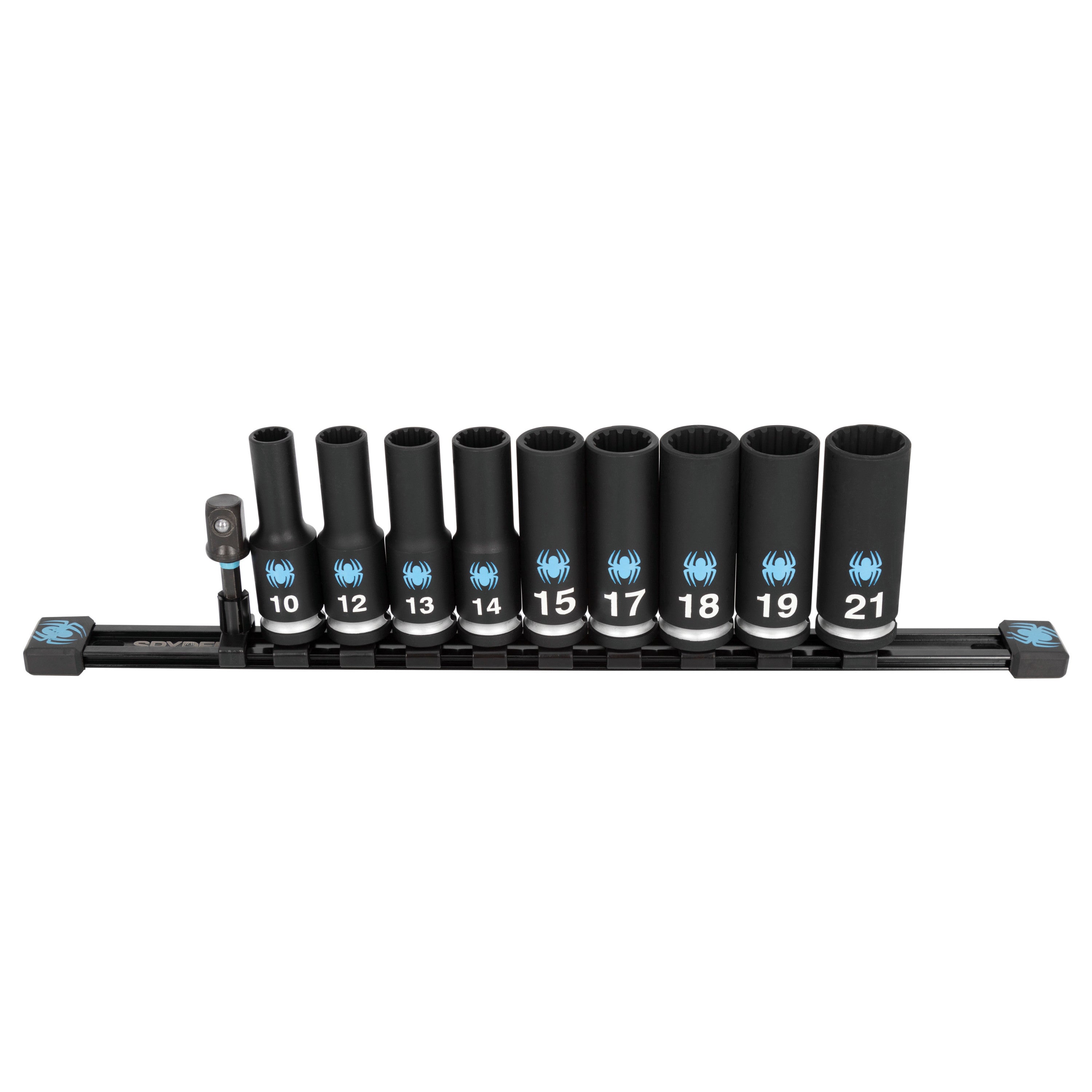 10-Piece 1/2" Drive Metric Deep Impact Socket Set with Adapter