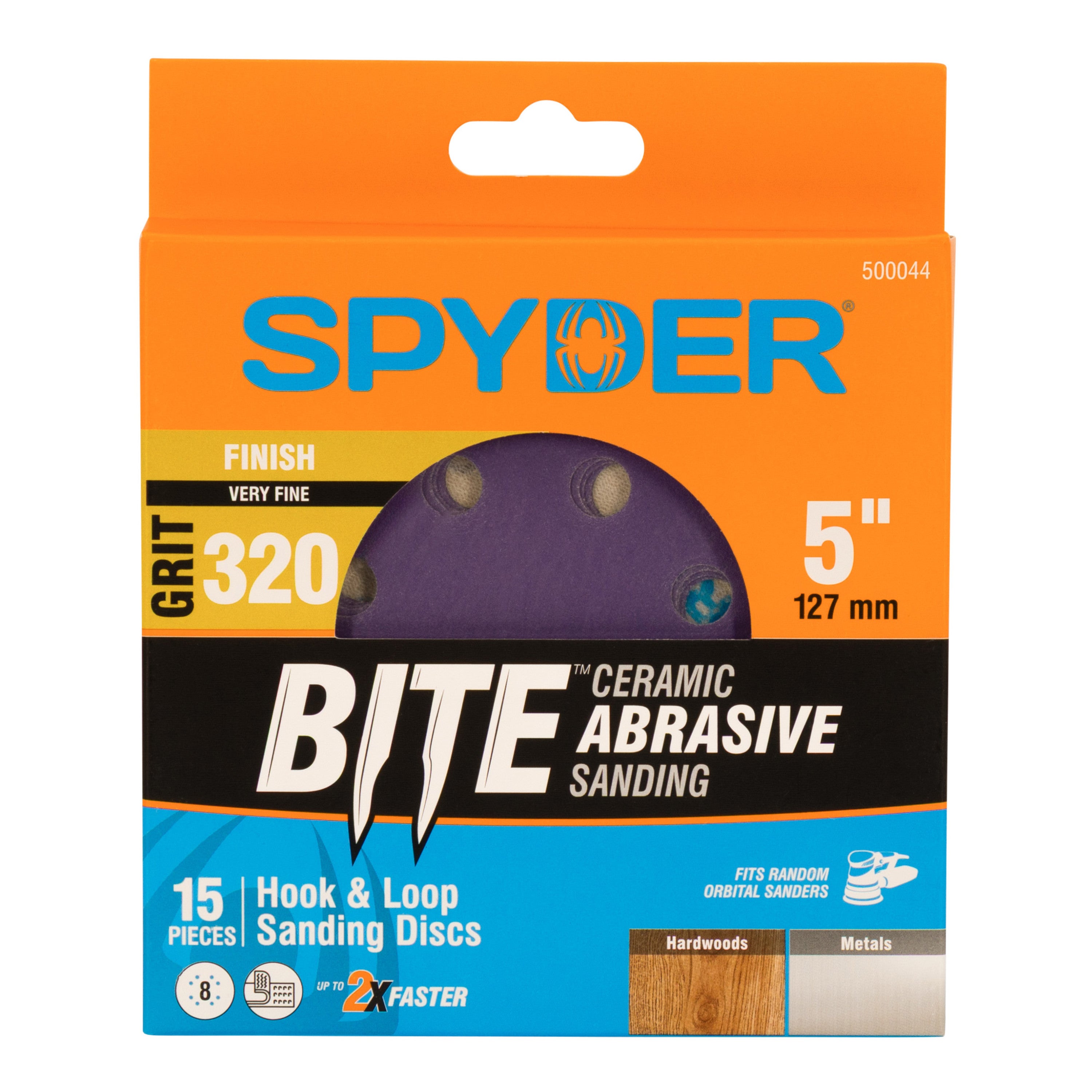 5" x 8-Hole 320 Grit Ceramic with Stearate Sanding Discs (15-Pack) Bite