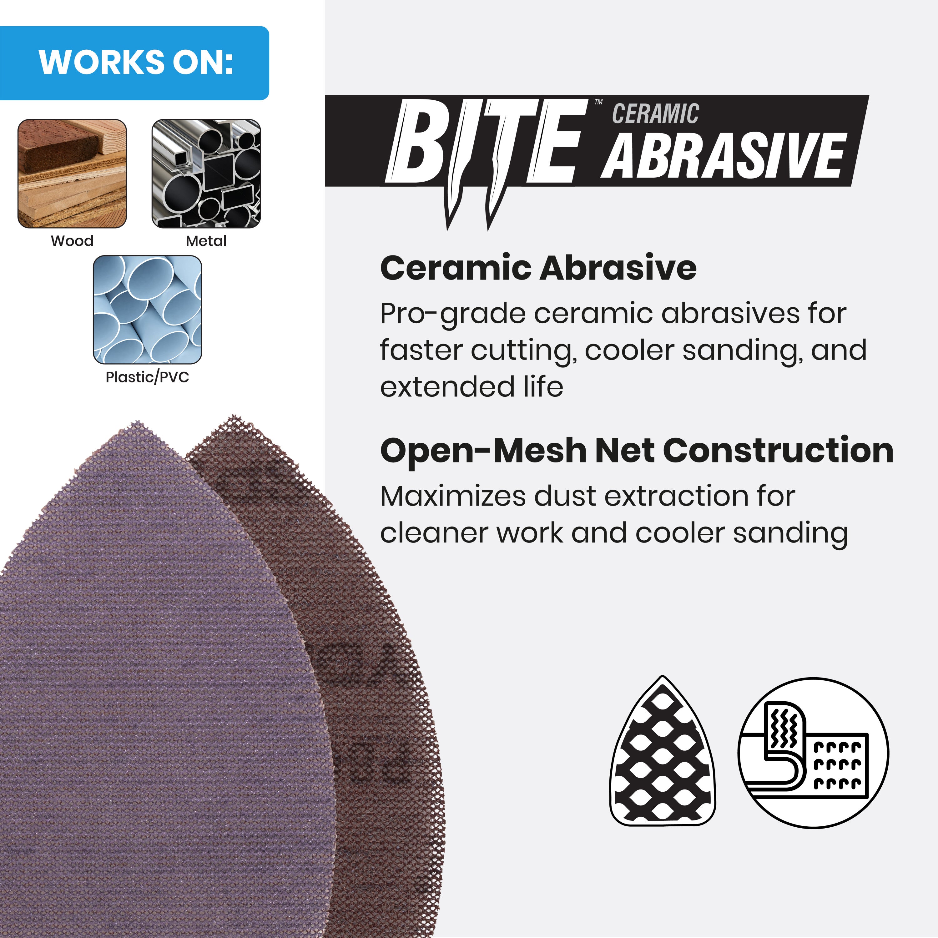 3-7/8" x 5-1/2" 220 Grit Ceramic Net Sanding Sheets (5-Pack)