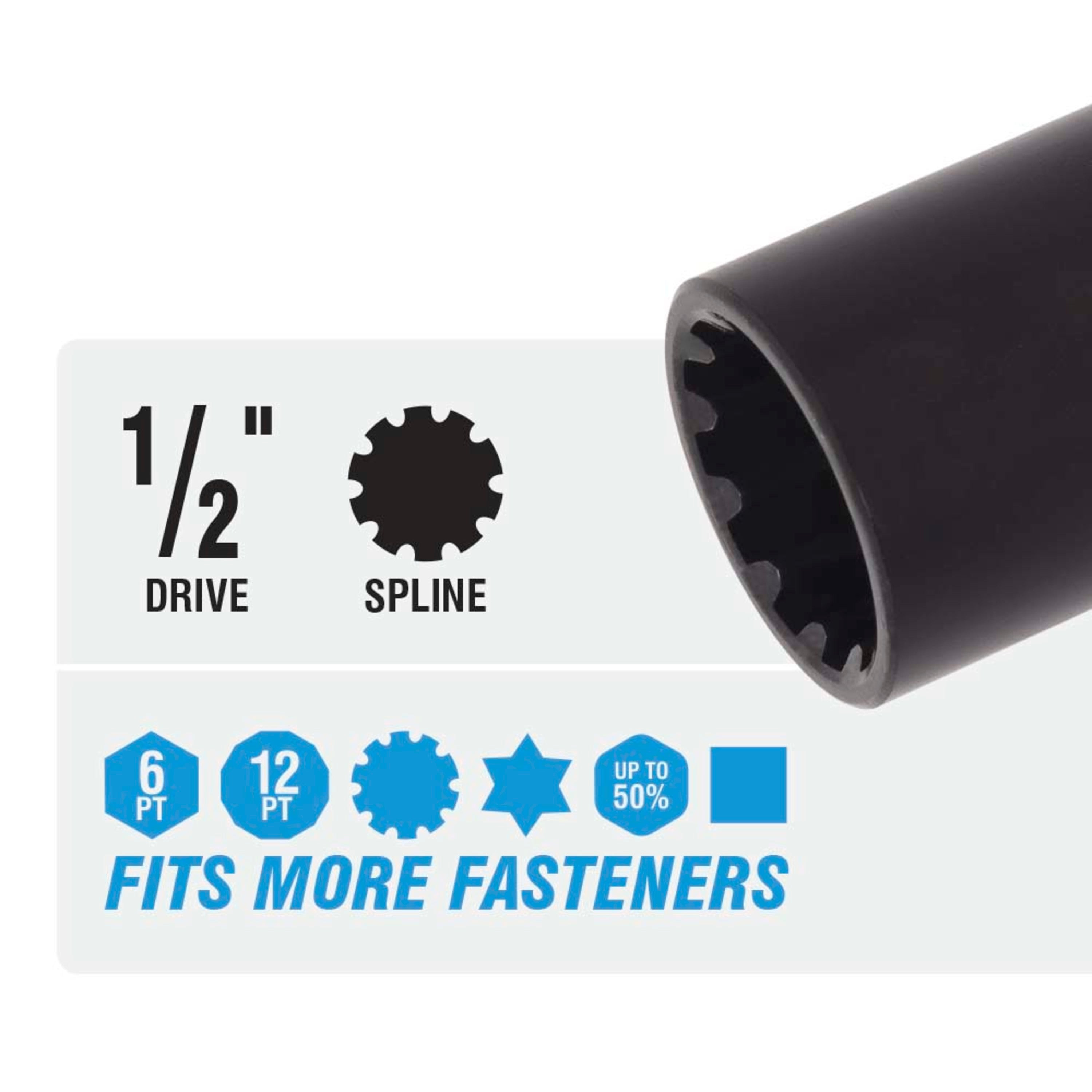 10-Piece 1/2" Drive Metric Deep Impact Socket Set with Adapter