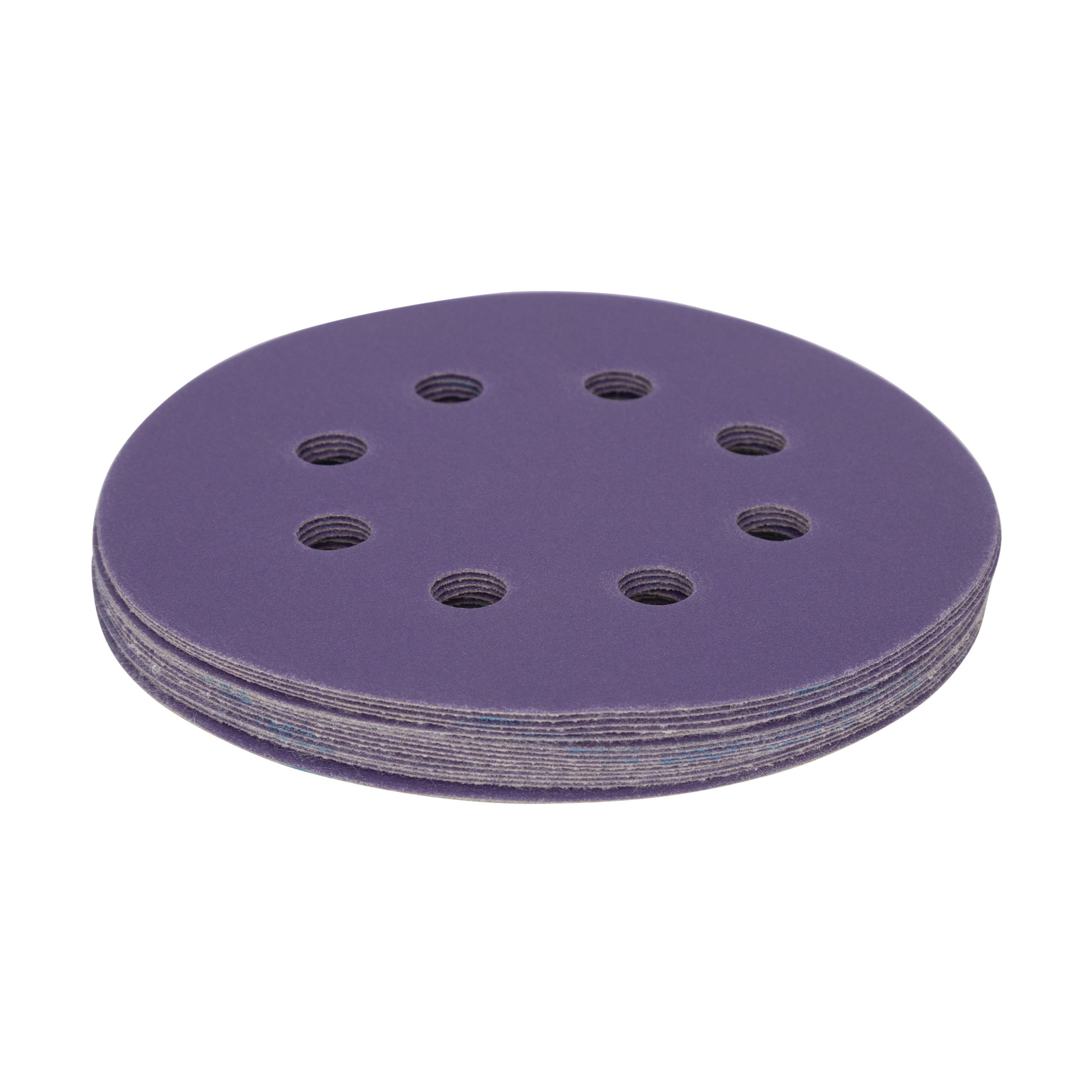 5" x 8-Hole 320 Grit Ceramic with Stearate Sanding Discs (15-Pack)