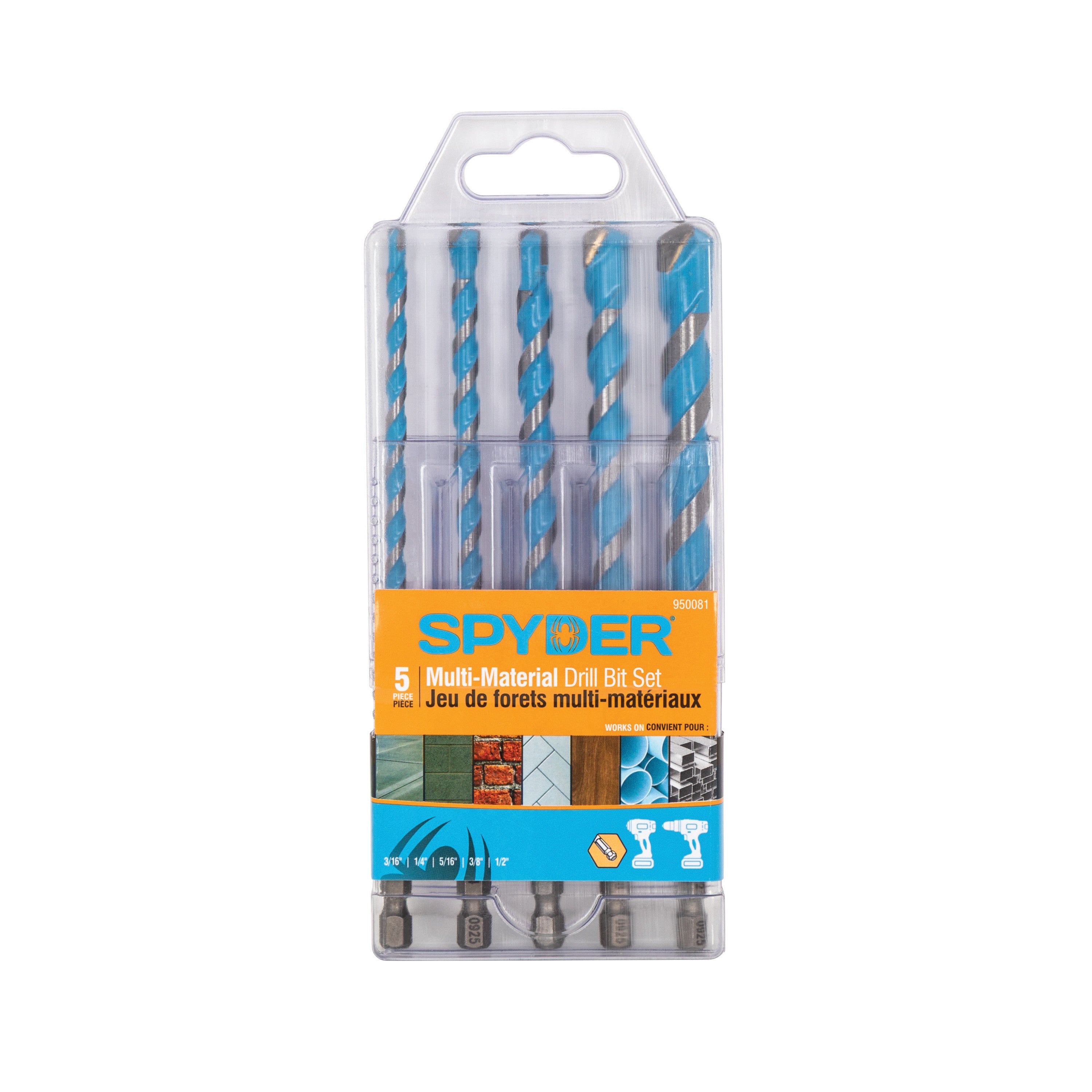 5-Piece Impact Shank Carbide-Tipped Multiconstruction Masonry Drill Bit Set