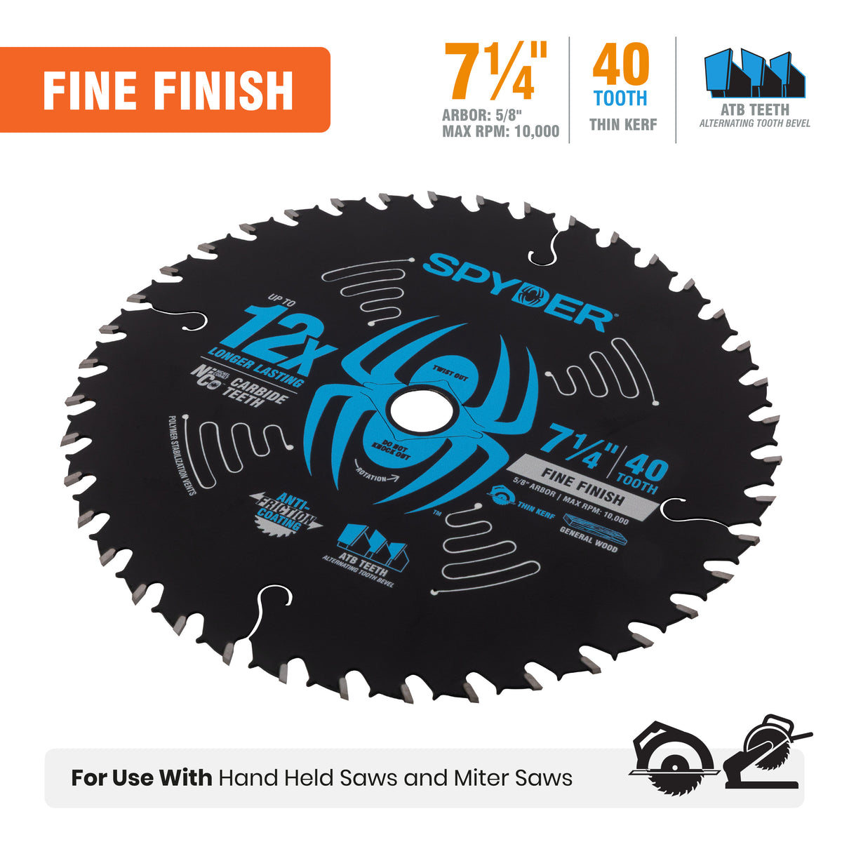 7-1/4" 40-Tooth Fine Finish Saw Blade for Wood