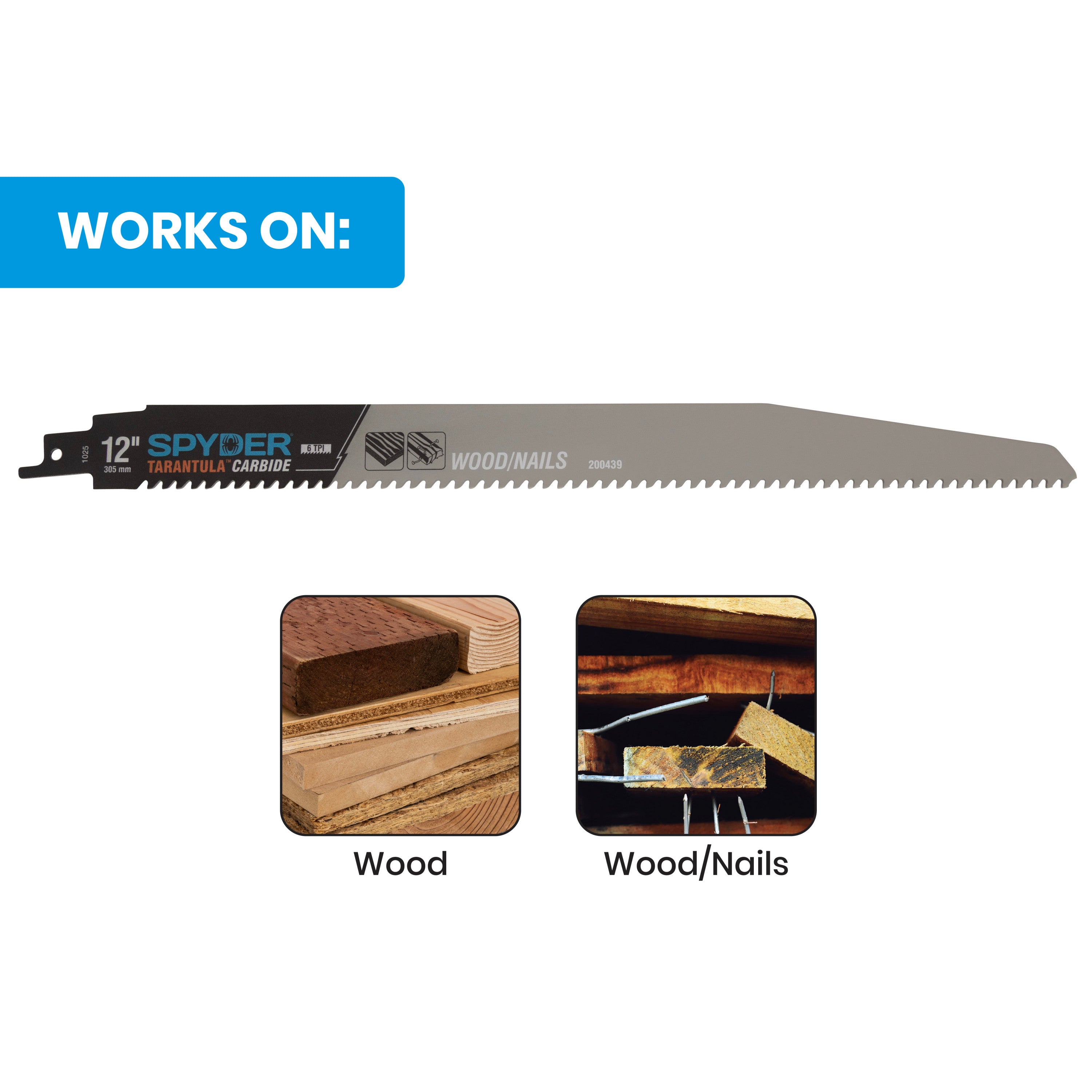 12" 6 TPI Carbide Toothed Reciprocating Saw Blade Tarantula®