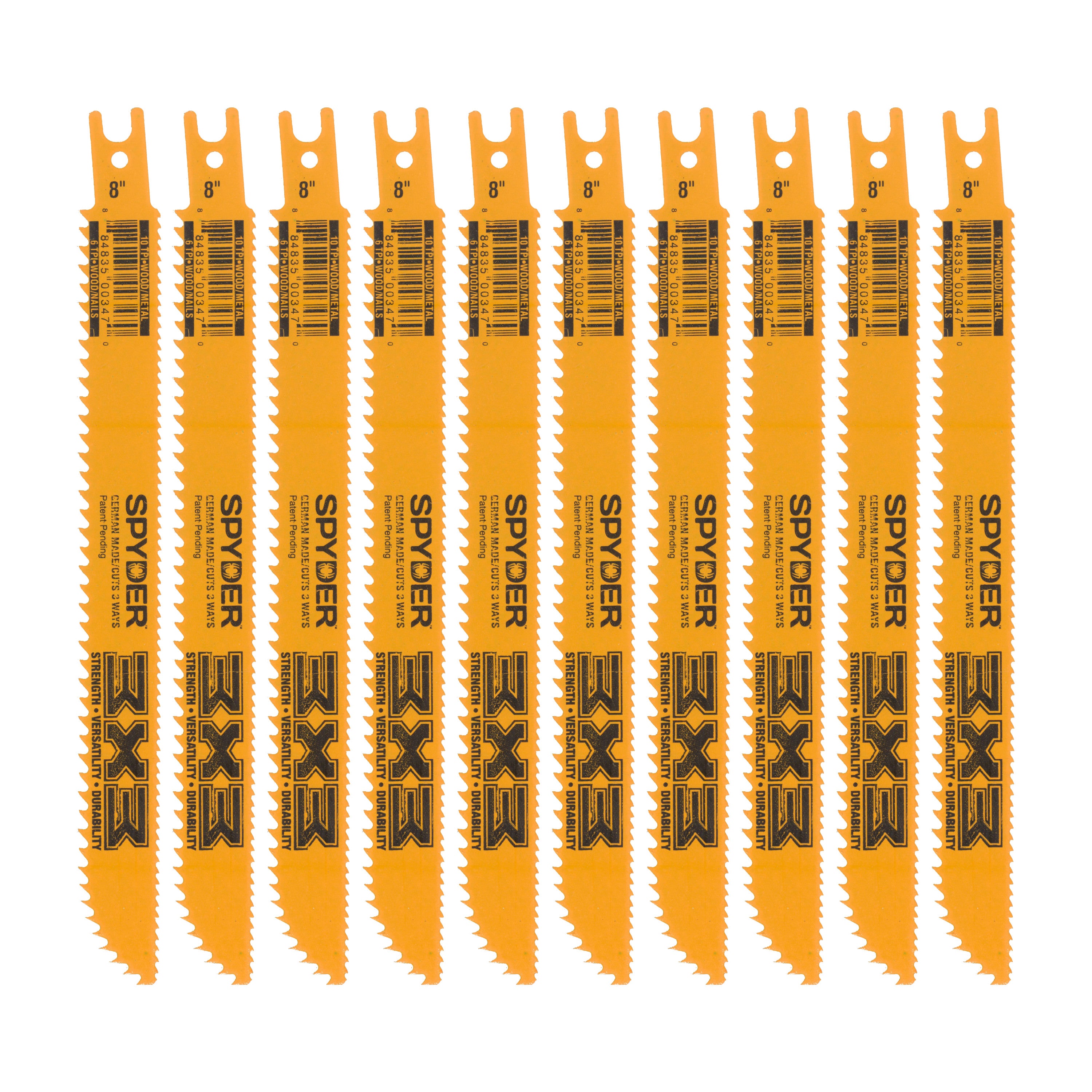8" 6/10 TPI Double-Edged Bi-Metal Reciprocating Saw Blade (10-Pack) 3X3®
