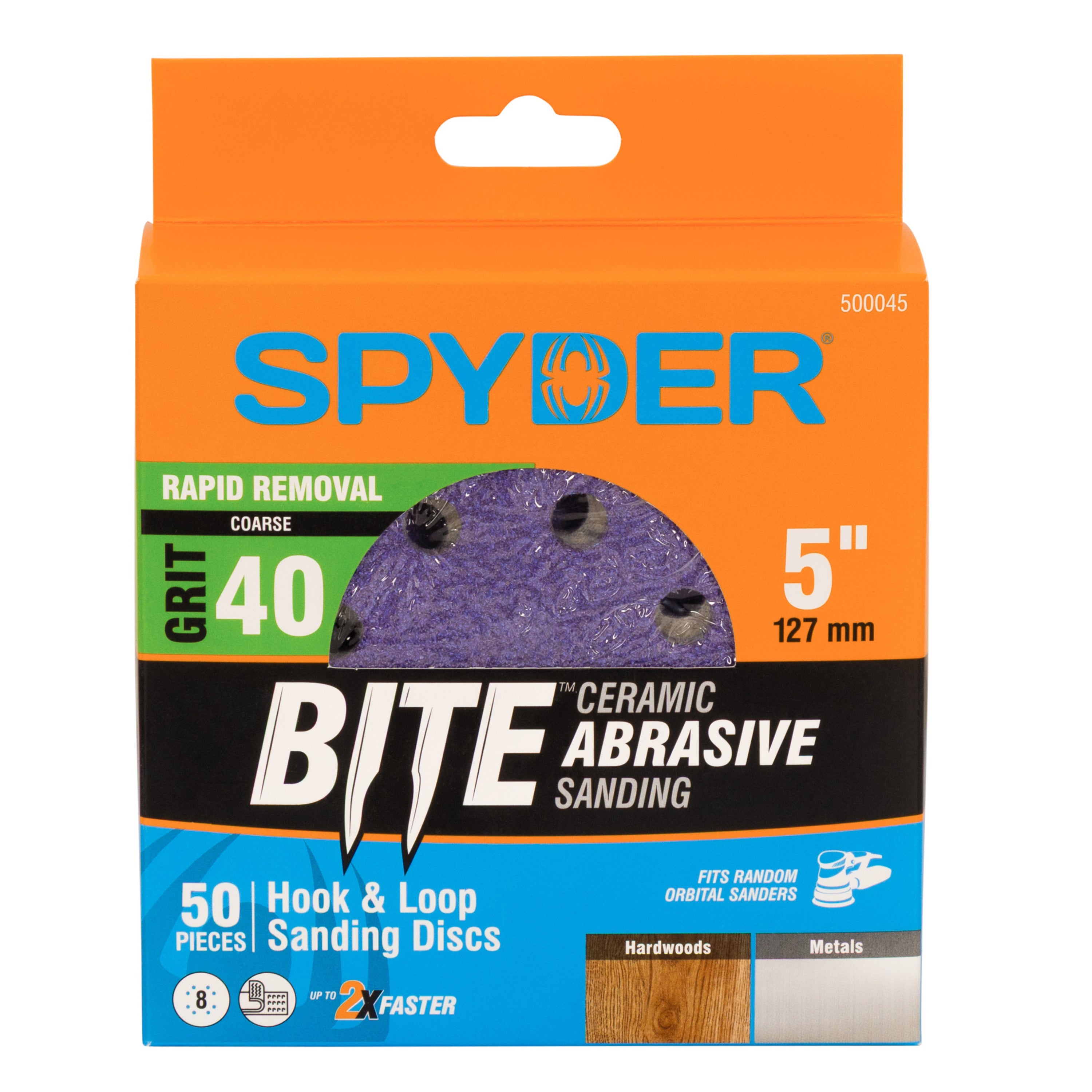 5" x 8-Hole 40 Grit Ceramic with Stearate Sanding Discs (50-Pack) Bite