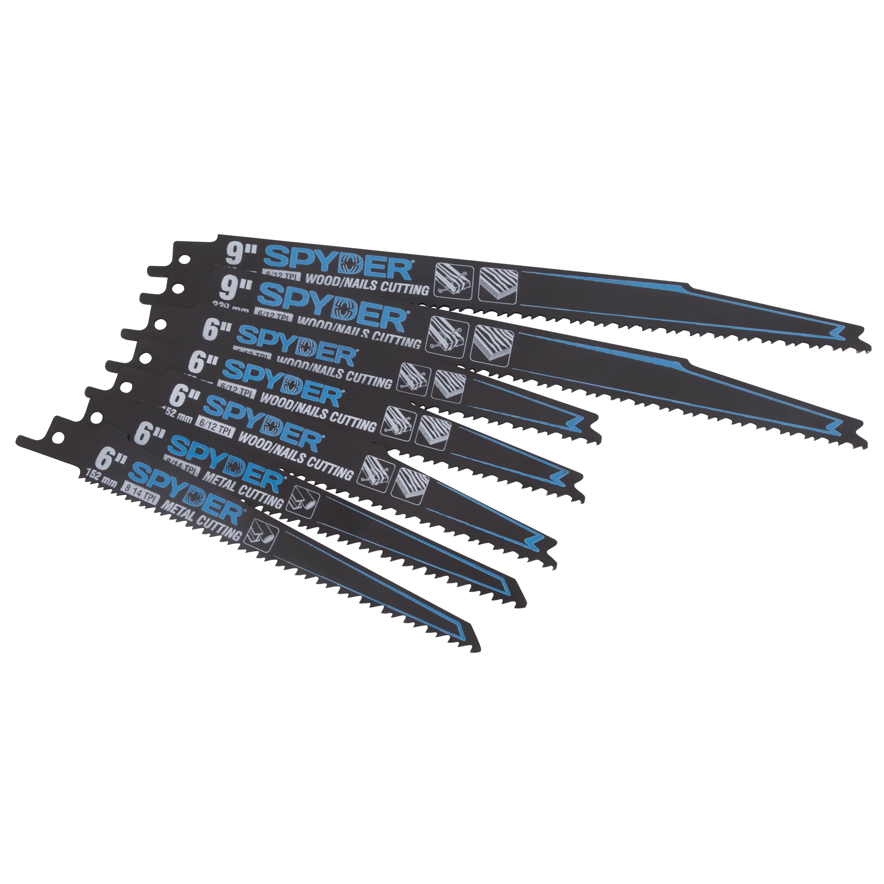 7-Piece 6 & 9" Bi-Metal Reciprocating Saw Blade Set (6-12, 8-14 TPI) Black Series™
