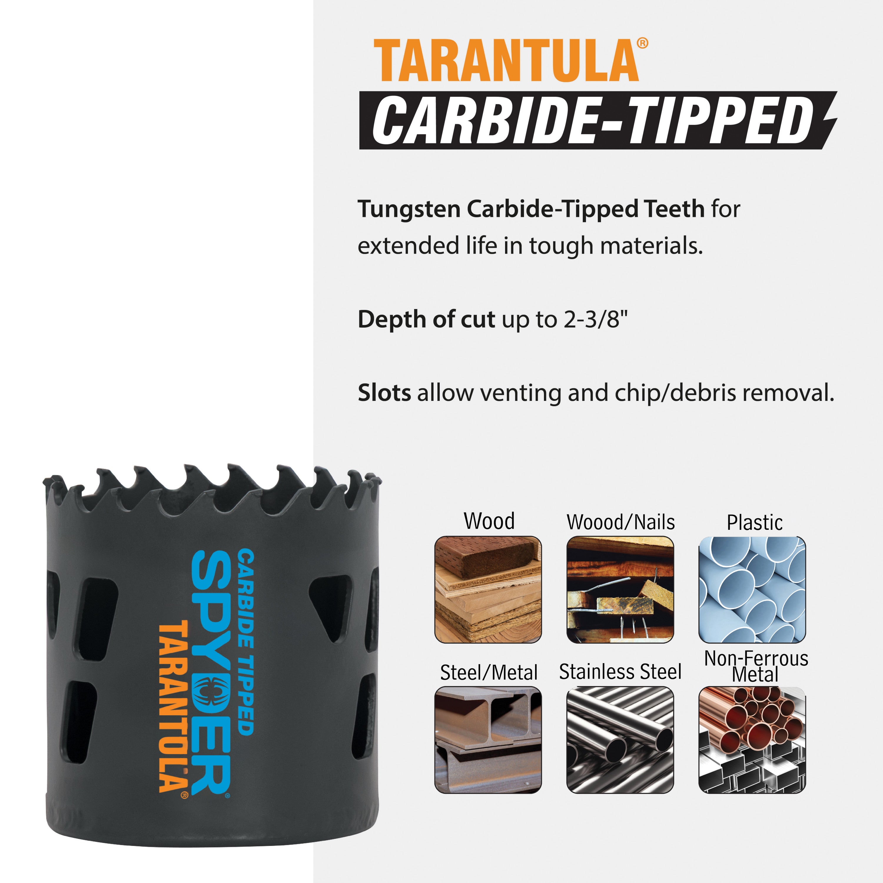 13-Piece Tarantula™ Carbide-Tipped Electricians Hole Saw Kit Rapid Core Eject® Tarantula™