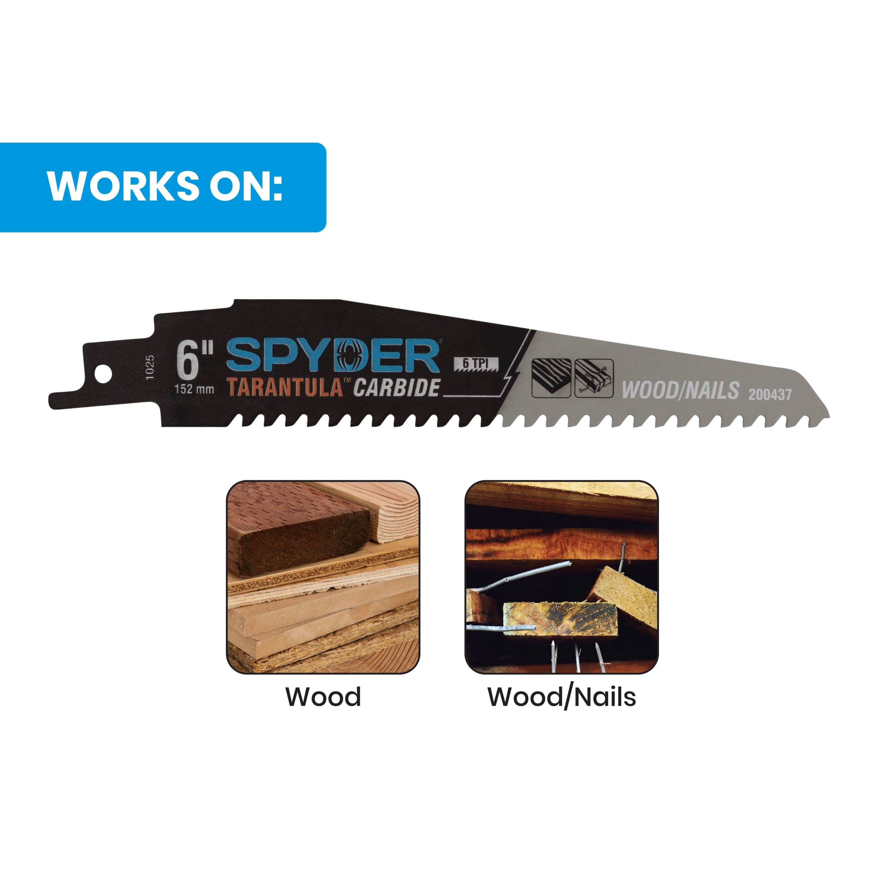 6" 6 TPI Carbide Toothed Reciprocating Saw Blade Tarantula®