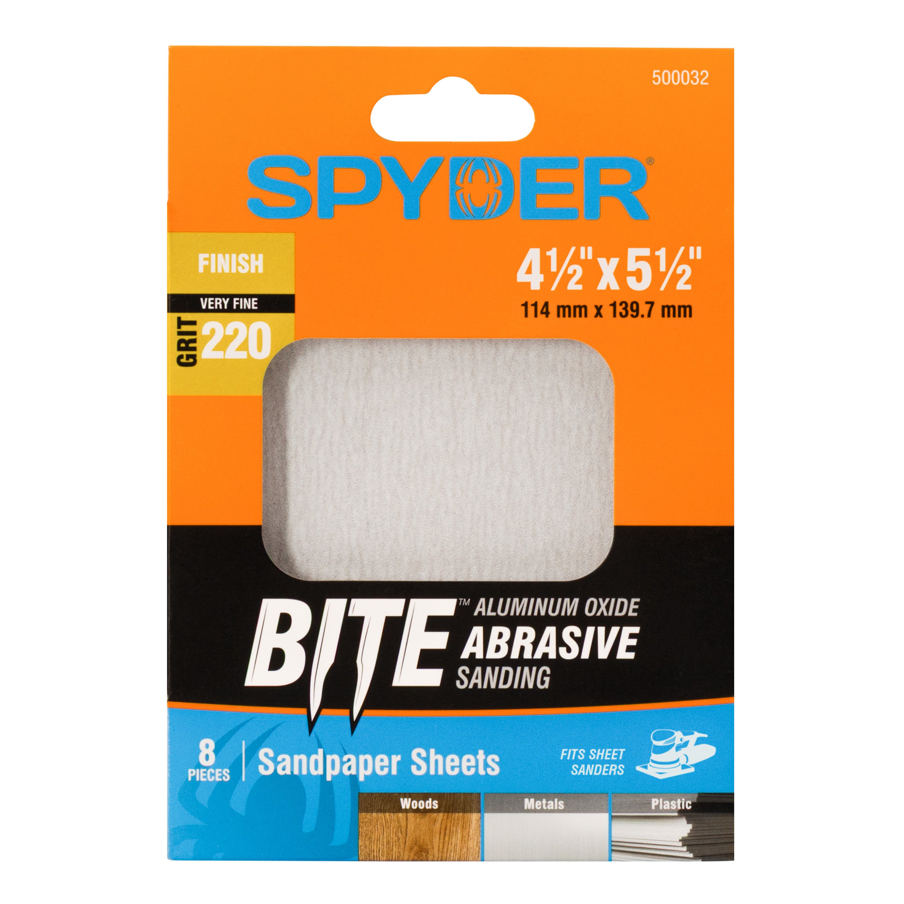 4.5" x 5.5" 220 Grit Aluminum Oxide with Stearate Sandpaper Sheets (8-Pack)