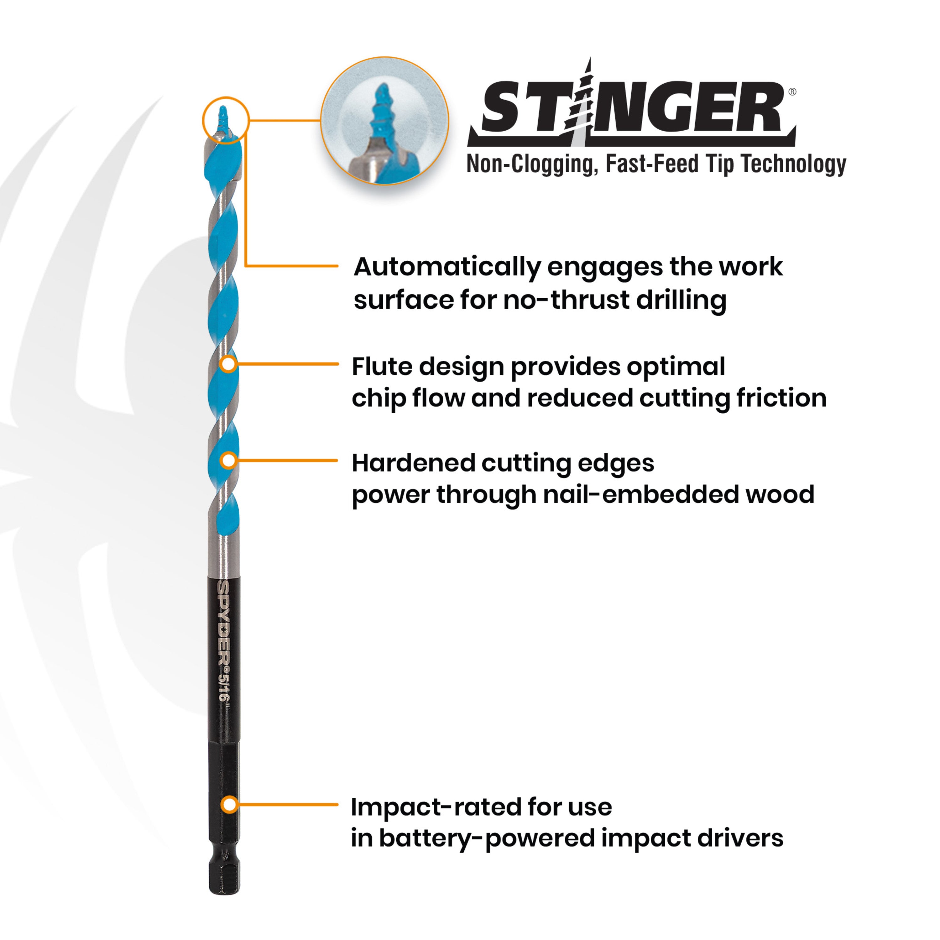 5/16" x 6-1/2" Auger Bit Stinger™