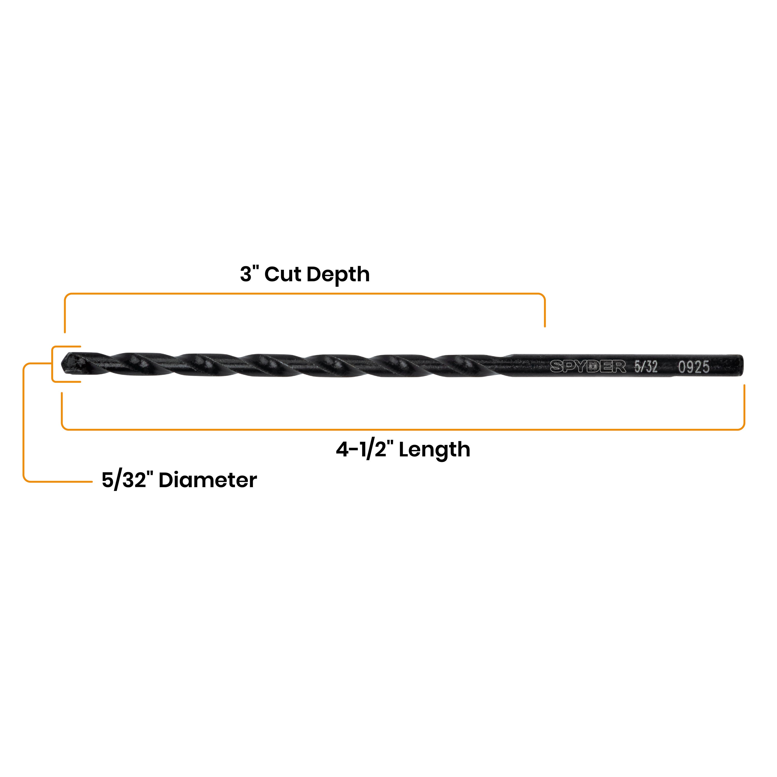 5/32" x 4-1/2" Flat Shank Carbide-Tipped Drill Bit for Concrete Anchor Screw