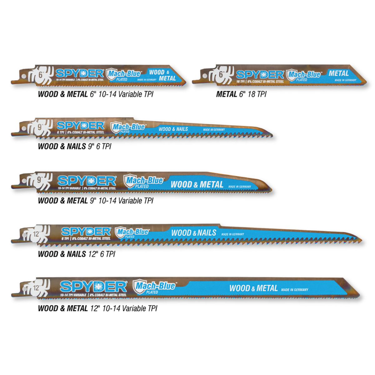 9" 10-14 TPI Bi-Metal Reciprocating Blade (2-Pack) Mach-Blue™