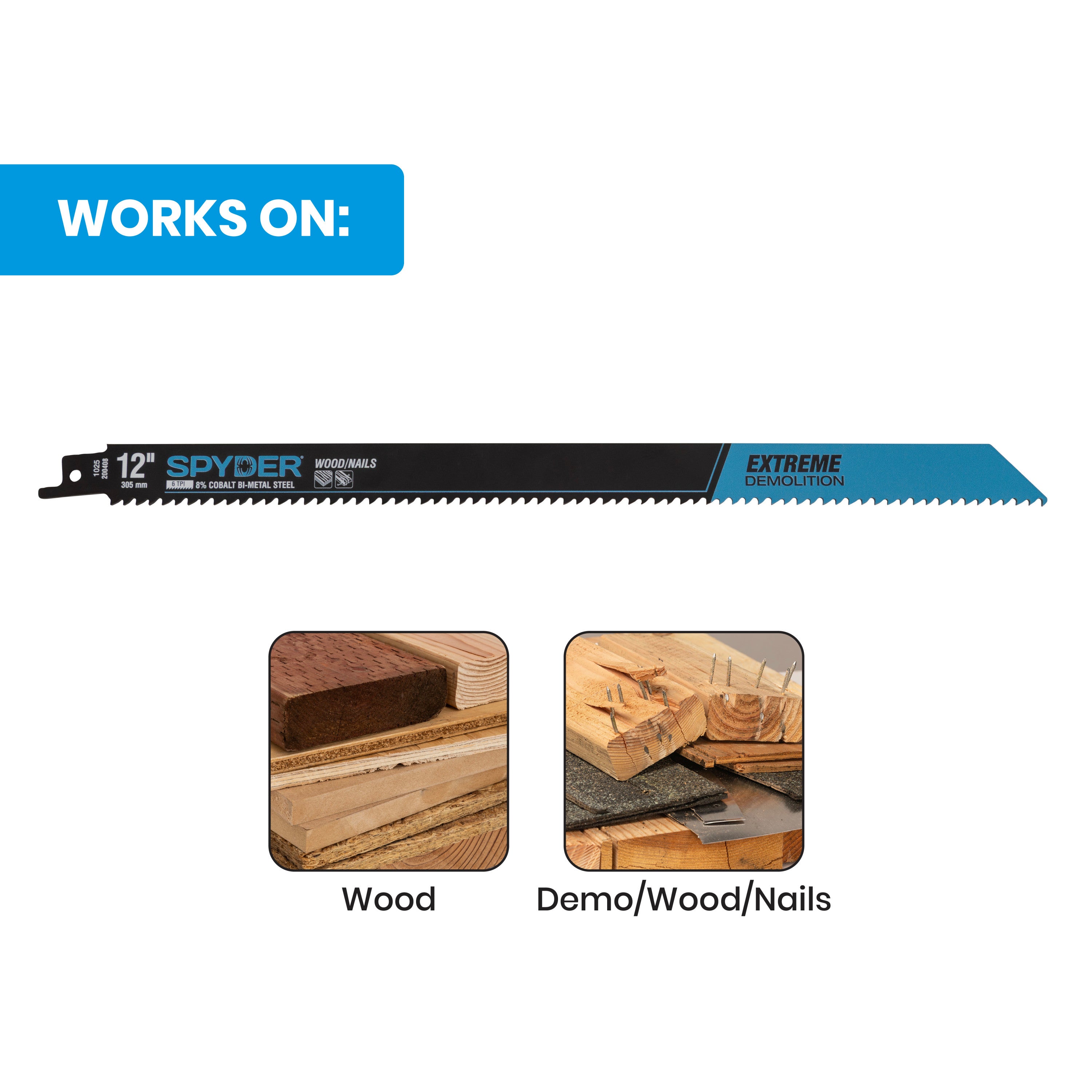 12" 6 TPI Bi-Metal Demolition Reciprocating Saw Blade Black Series™