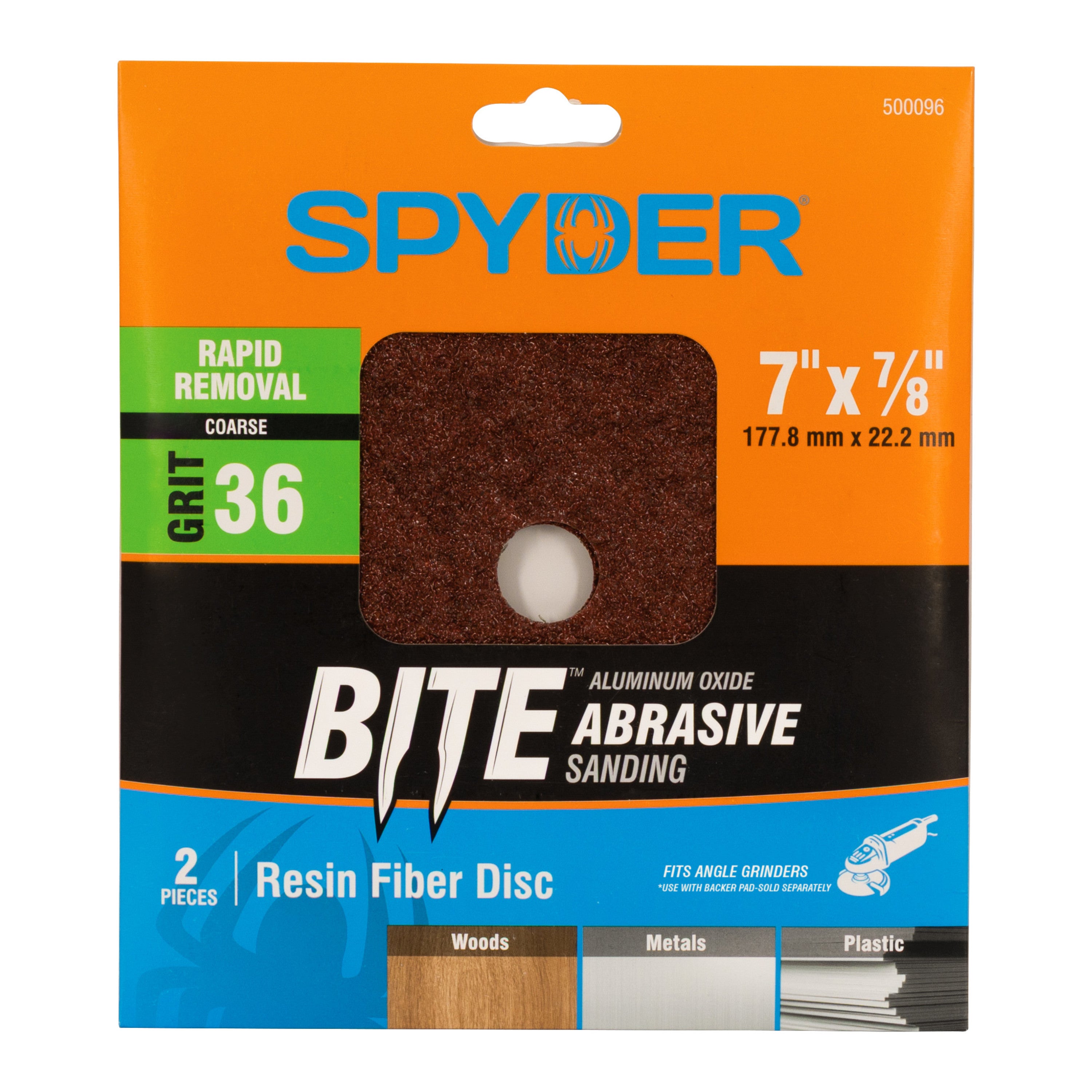 7" x 7/8" 36 Grit Aluminum Oxide Resin Fiber Sanding Discs (2-Pack)