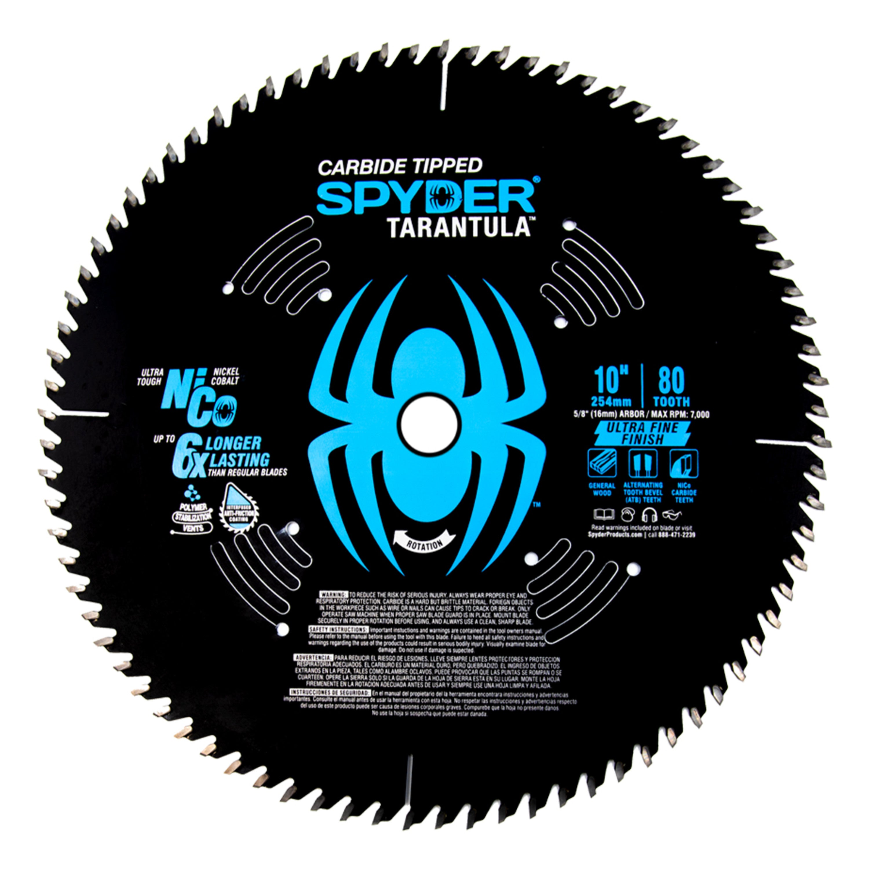 10" 80-Tooth Ultra Fine Finish Circular Saw Blade Tarantula™
