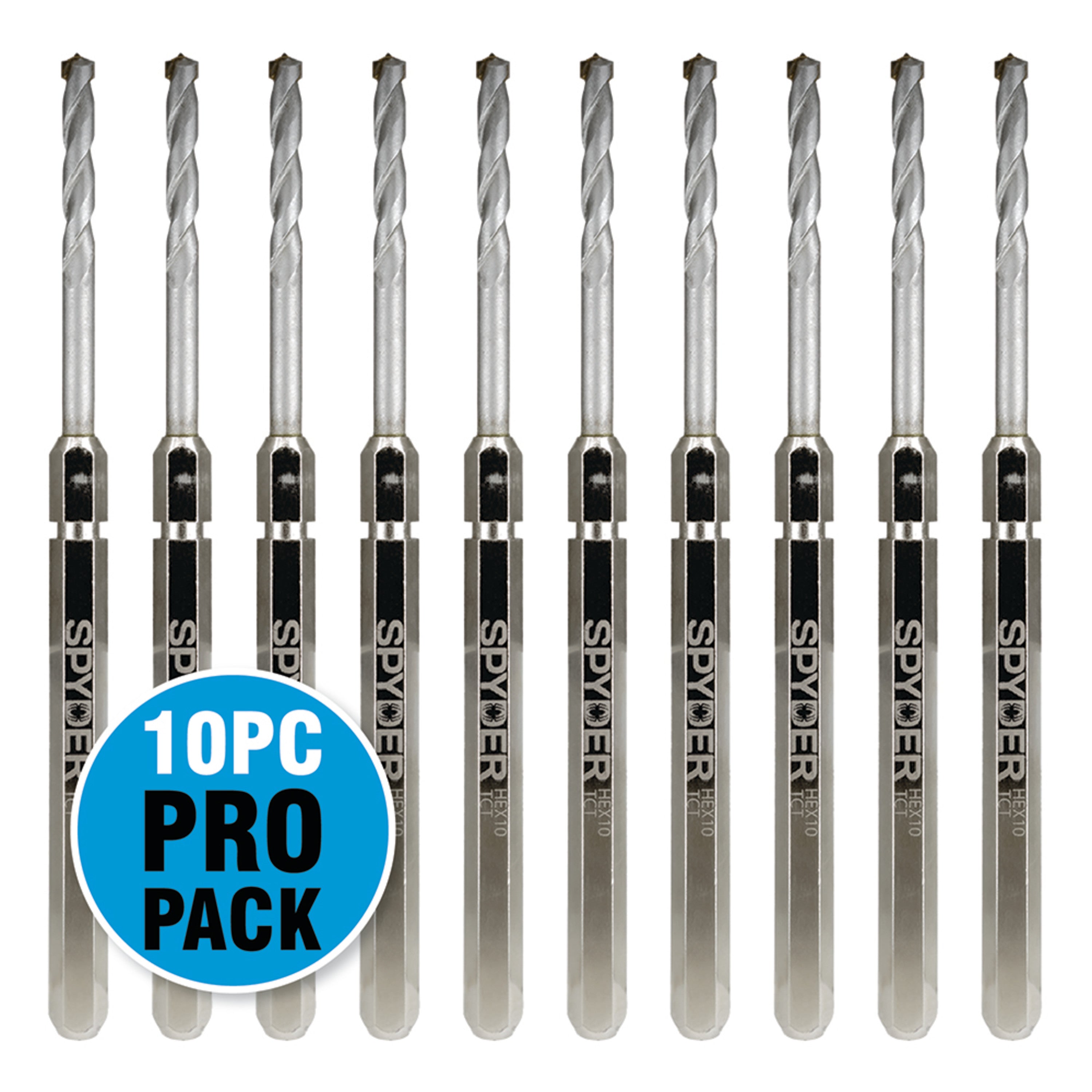Hex10 1/2" TCT Quick Change Hole Saw Arbor Pilot Bit (10-Pack) Rapid Core Eject®
