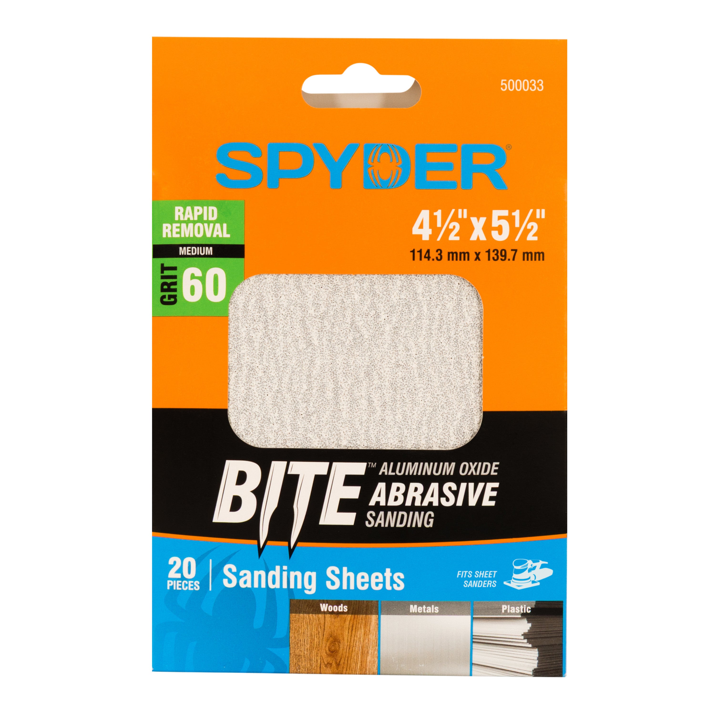 4.5" x 5.5" 60 Grit Aluminum Oxide Sanding Sheets (20-Pack)