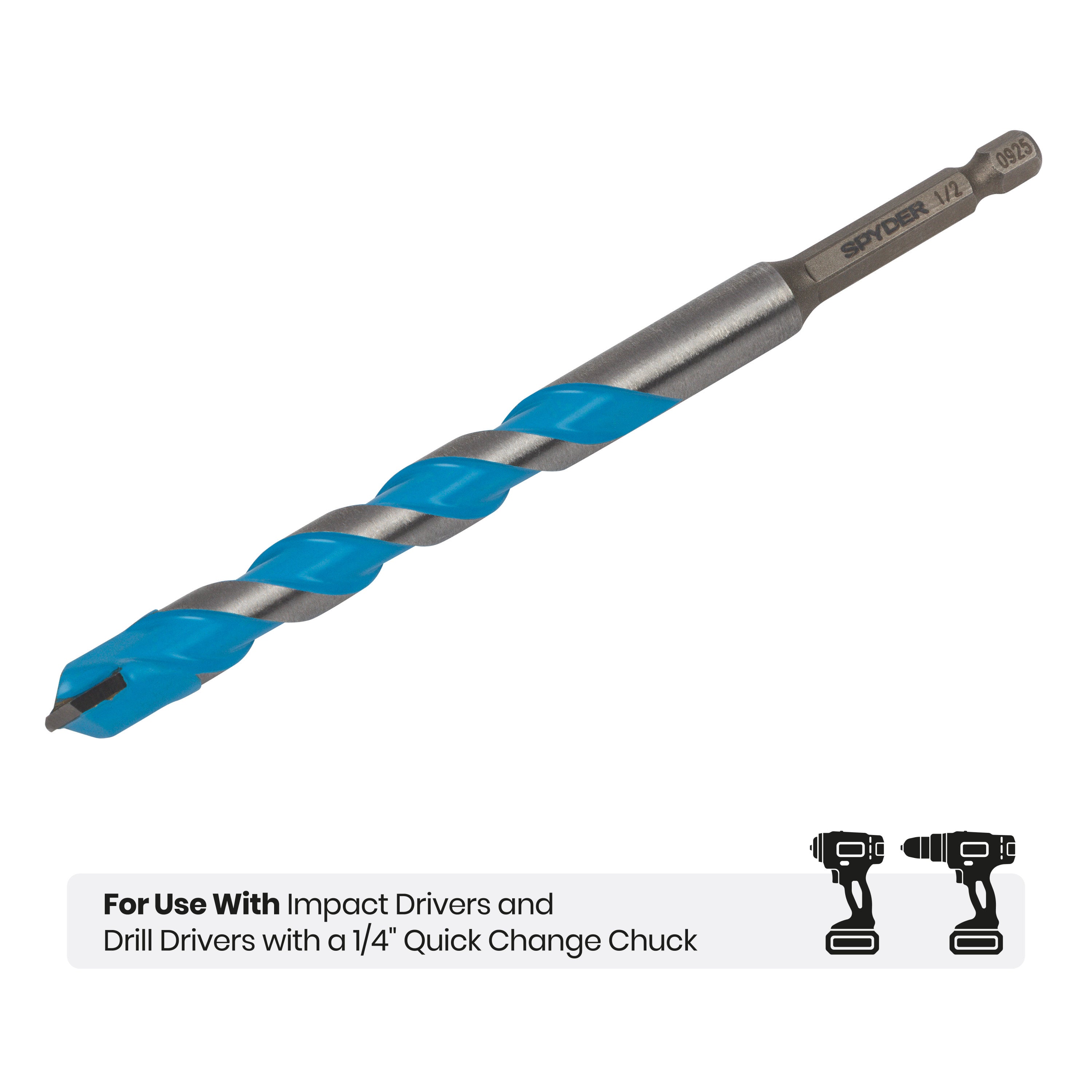 1/2" x 6" Impact Shank Carbide-Tipped Multiconstruction Masonry Drill Bit
