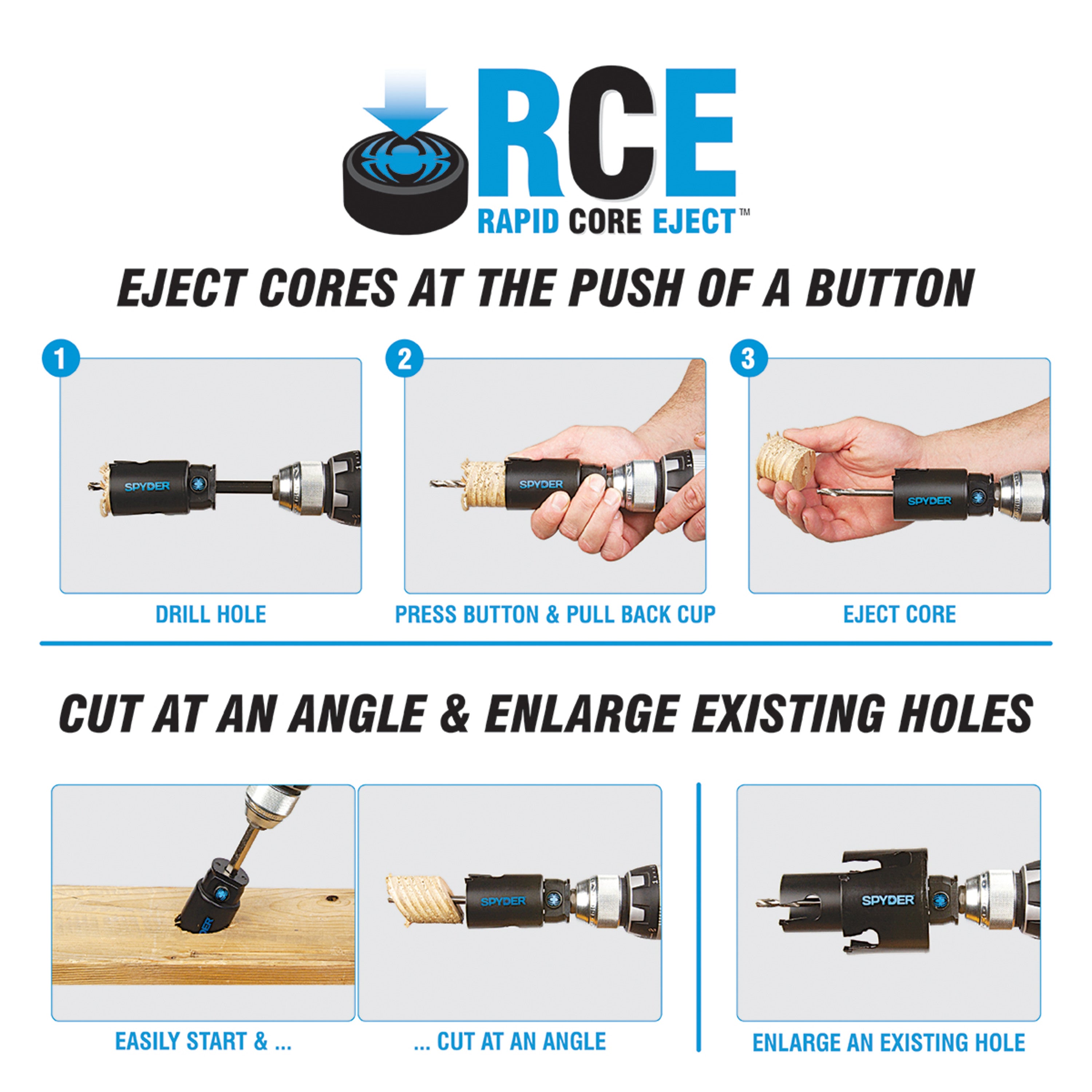 9-Piece Carbide Tipped Metal/Wood Cutting Hole Saw Kit Rapid Core Eject® Tarantula™