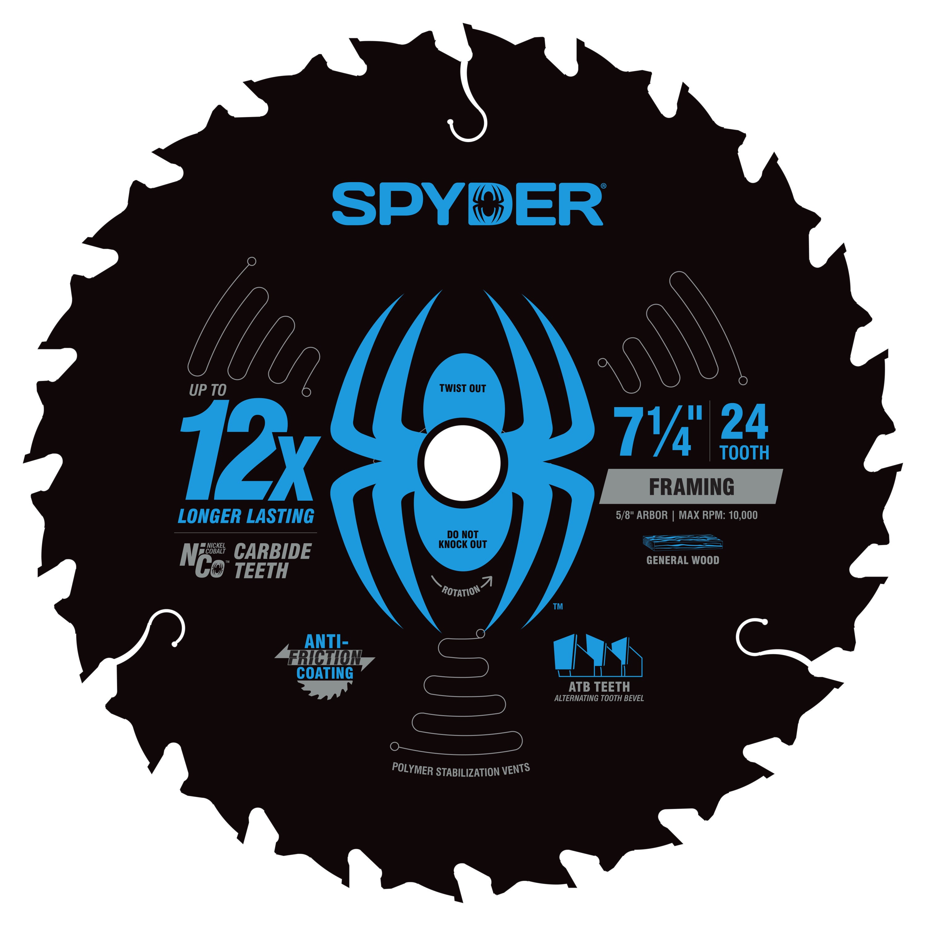 Hoja de sierra circular para enmarcar Tarantula™ de 7-1/4" y 24 dientes TCT (paquete de 3)